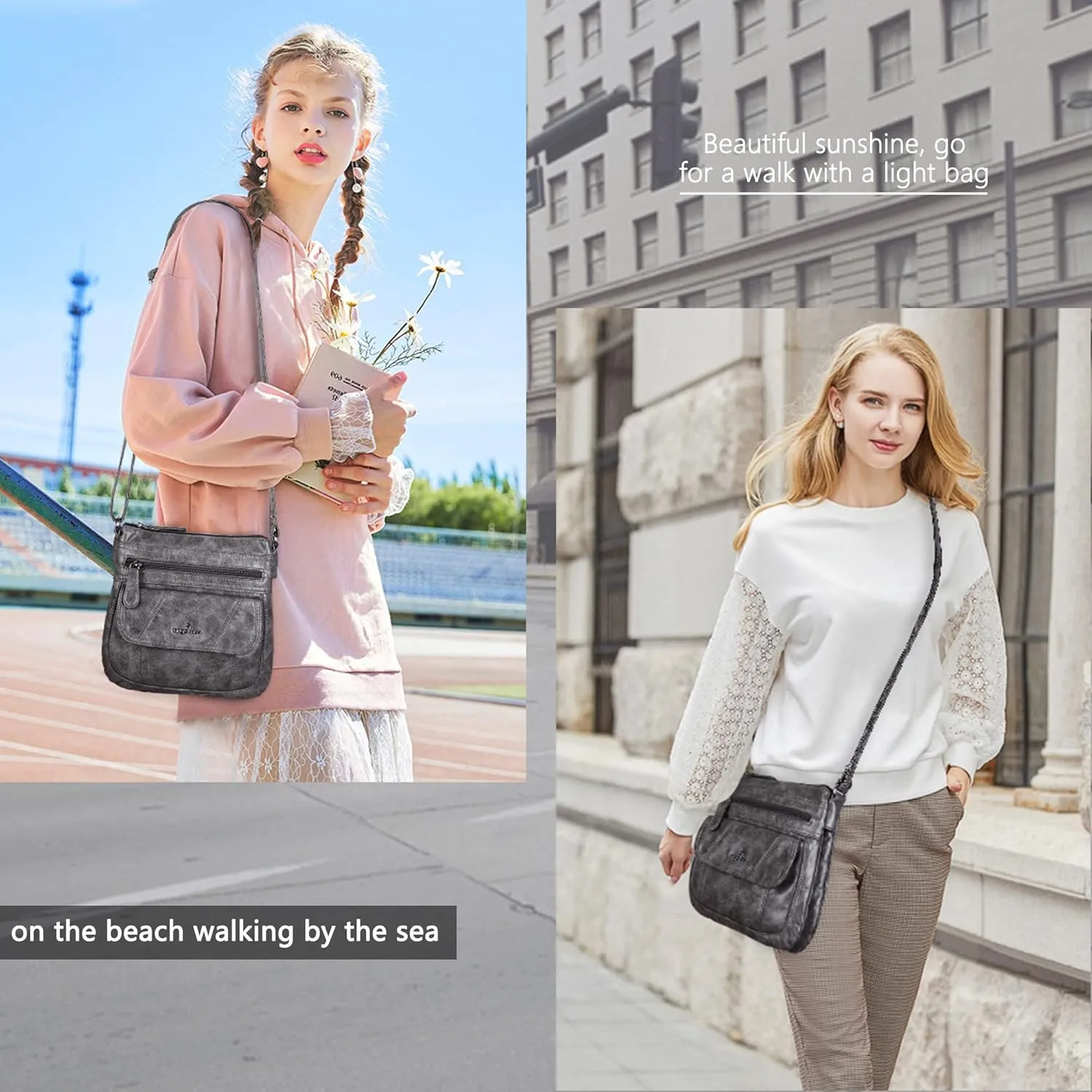 Angelkiss Small Womens Crossbody Bag Leather Shoulder Purse for Women Hobo Bag with Adjustable Shoulder Strap