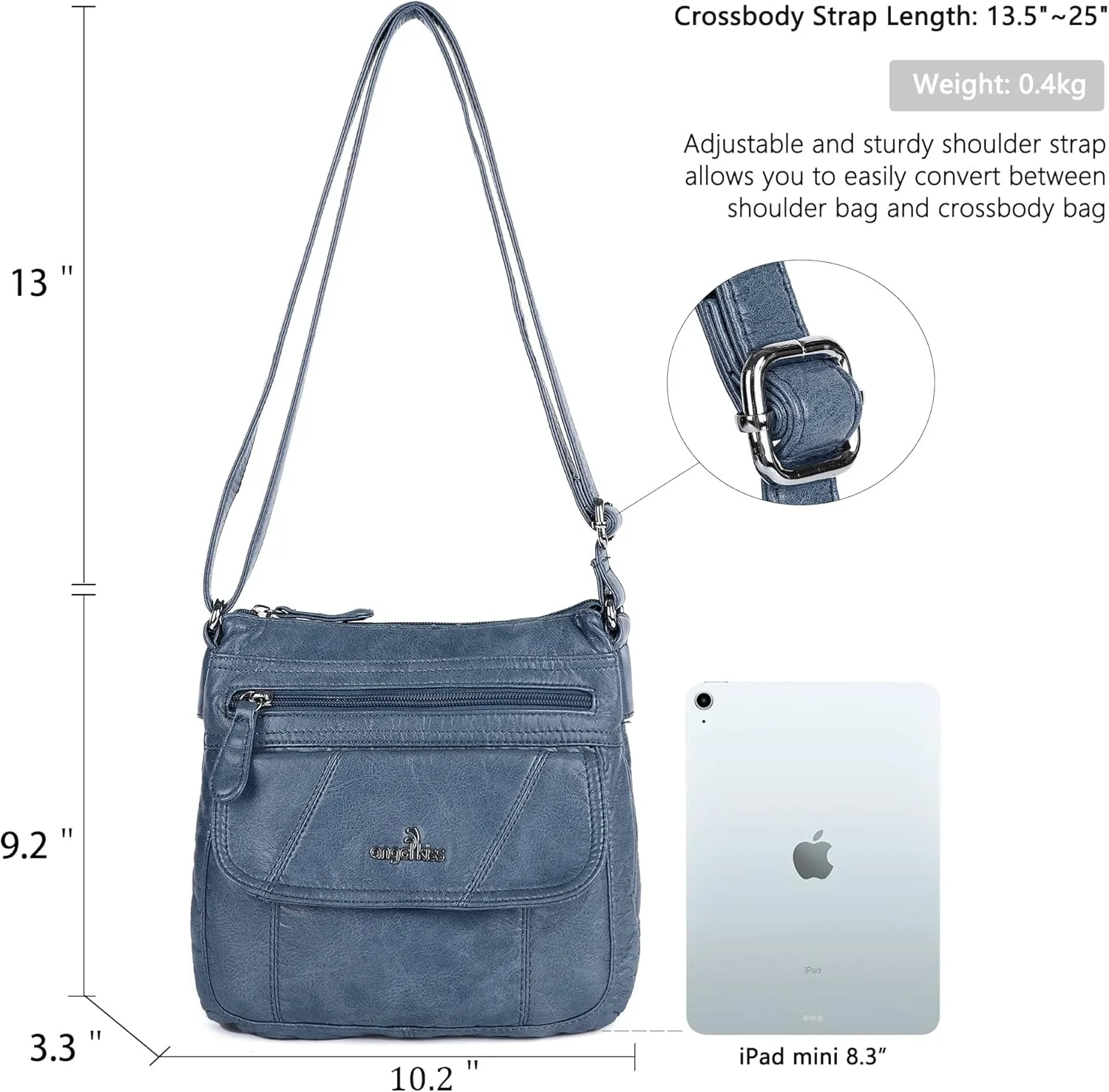 Angelkiss Small Womens Crossbody Bag Leather Shoulder Purse for Women Hobo Bag with Adjustable Shoulder Strap