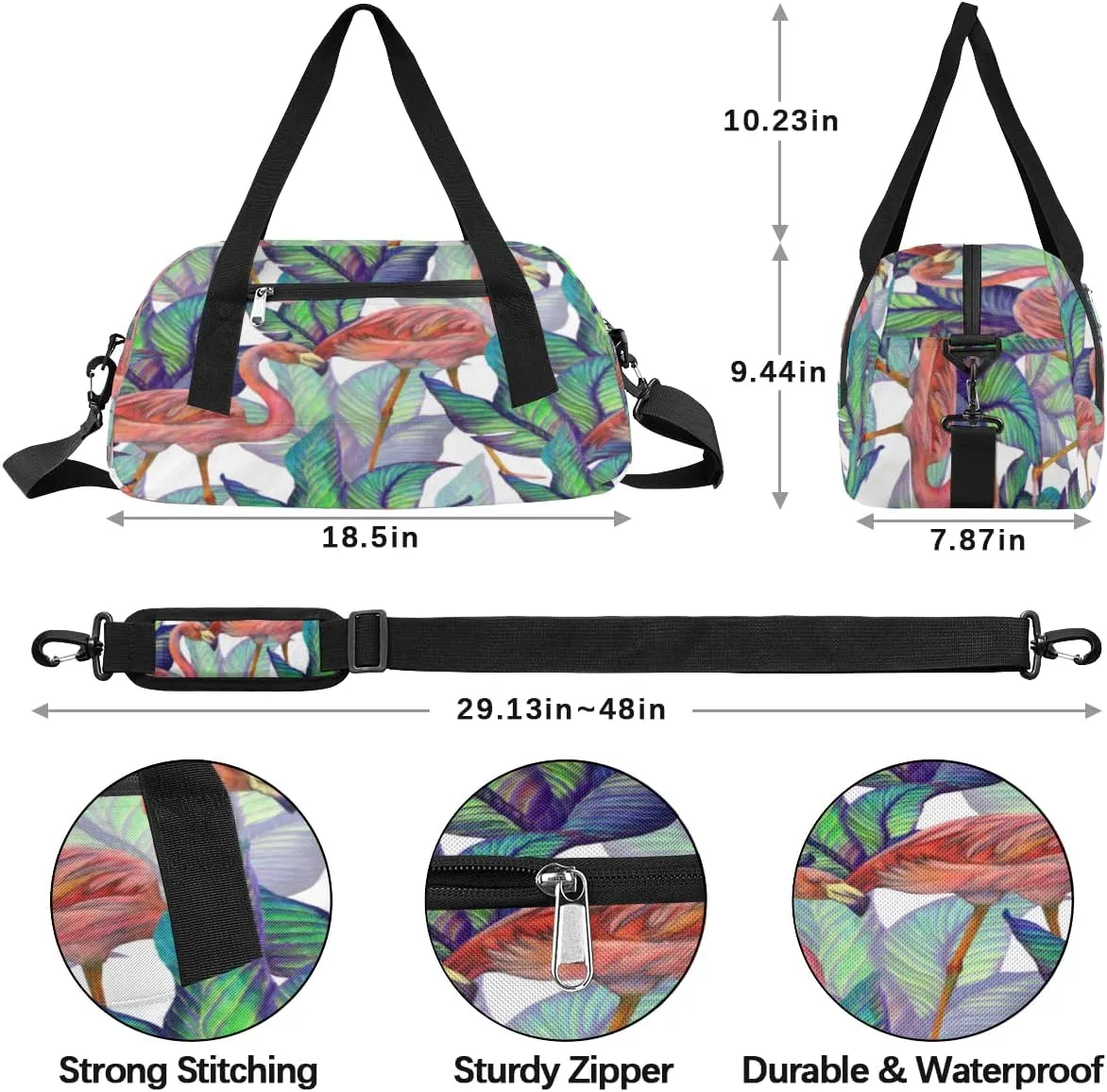 Animal Flamingo Bird Gym Bag, Duffle Bag, Weekender Bag, Duffel Bag, Overnight Bag, Travel Duffel Bag, Dance Bag, Tote Bag, Beach Bag, Pool Bag, Gym Duffle Bag, Carry on Bag