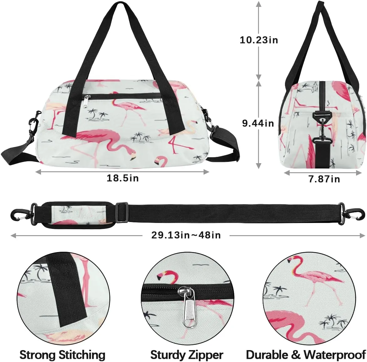Animal Flamingo Palm Tree Gym Bag, Duffle Bag, Weekender Bag, Duffel Bag, Overnight Bag, Travel Duffel Bag, Dance Bag, Tote Bag, Beach Bag, Pool Bag, Gym Duffle Bag, Carry on Bag