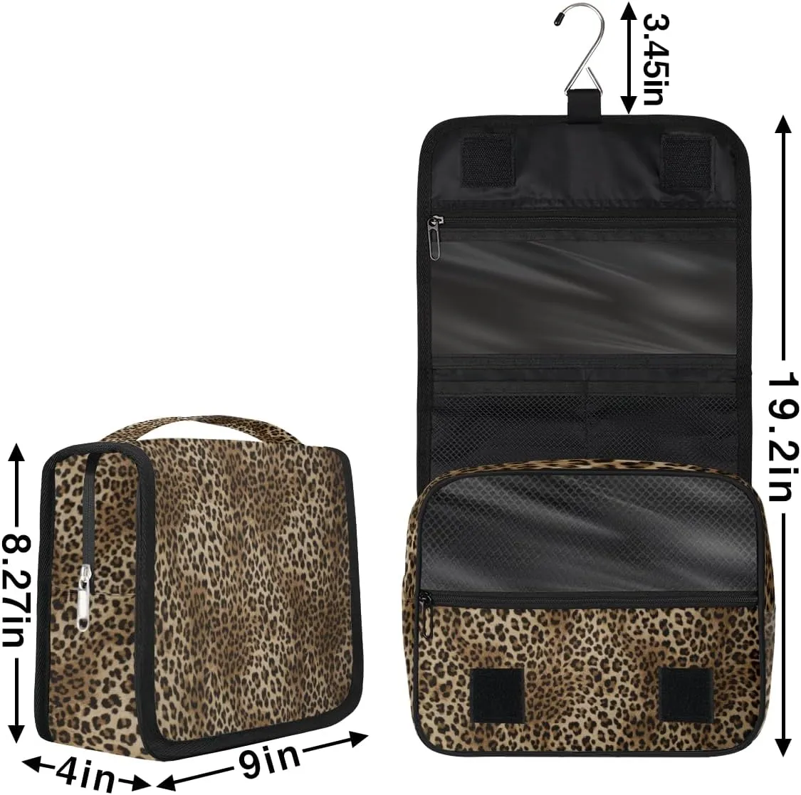 Animal Leopard Skin Makeup Bag Travel Cosmetic Bag with Zipper Pocket and Handle Travel Makeup Organizer Bag Water-resistant Toiletry Bags for Traveling Women Men Ladies Girls