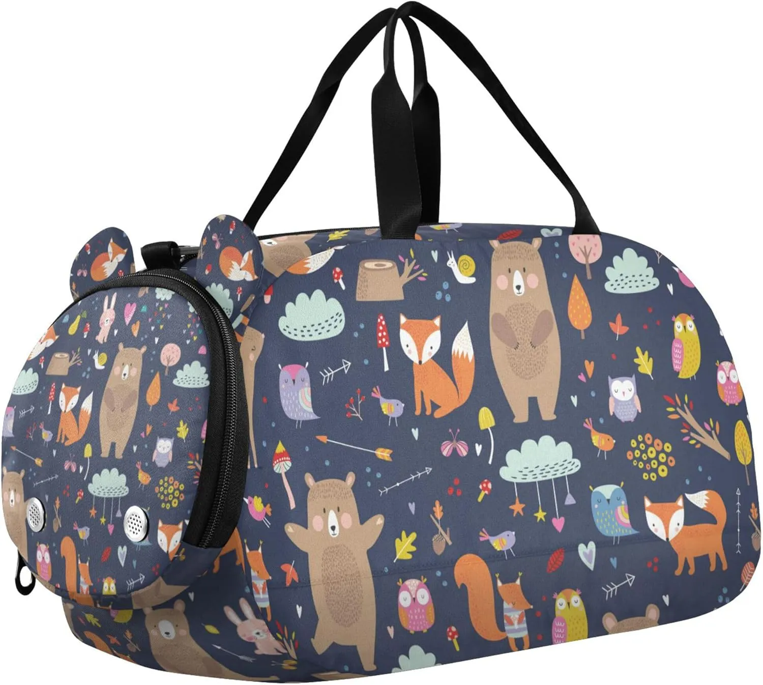 Animals Cute Autumn Kids Duffel Bag with Shoes Compartment Multifunctional Travel Duffel Bag for Travel, Sports, Fitness & Workout
