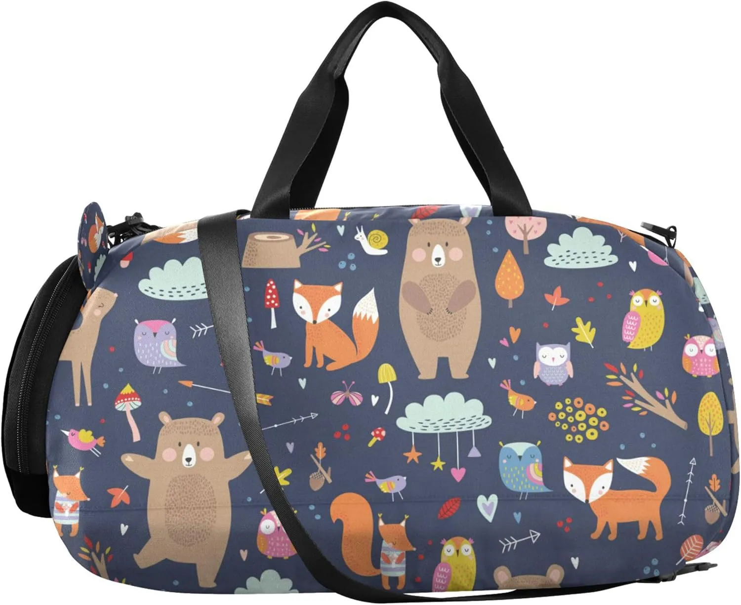 Animals Cute Autumn Kids Duffel Bag with Shoes Compartment Multifunctional Travel Duffel Bag for Travel, Sports, Fitness & Workout