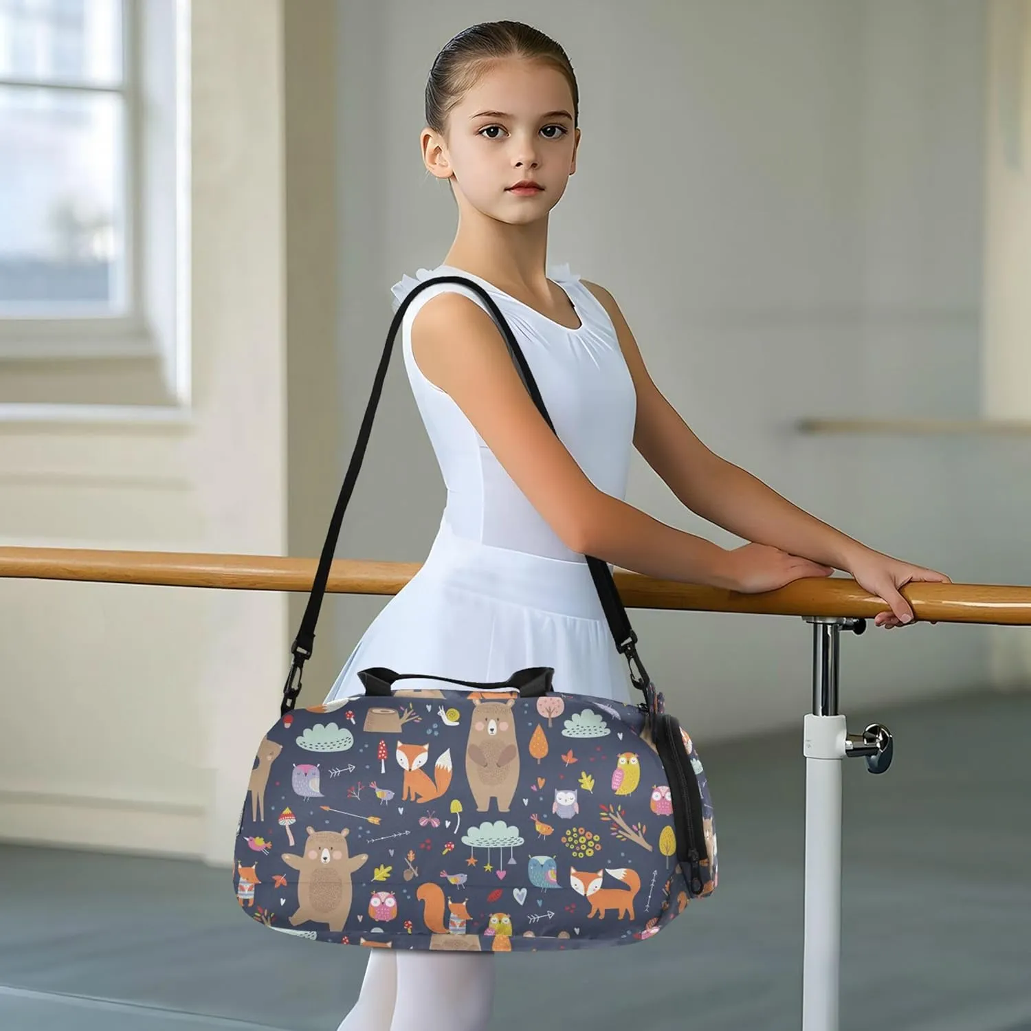 Animals Cute Autumn Kids Duffel Bag with Shoes Compartment Multifunctional Travel Duffel Bag for Travel, Sports, Fitness & Workout