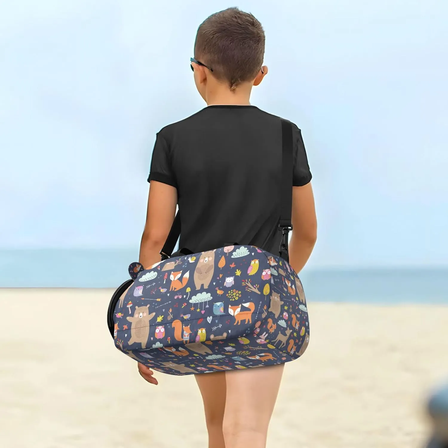 Animals Cute Autumn Kids Duffel Bag with Shoes Compartment Multifunctional Travel Duffel Bag for Travel, Sports, Fitness & Workout
