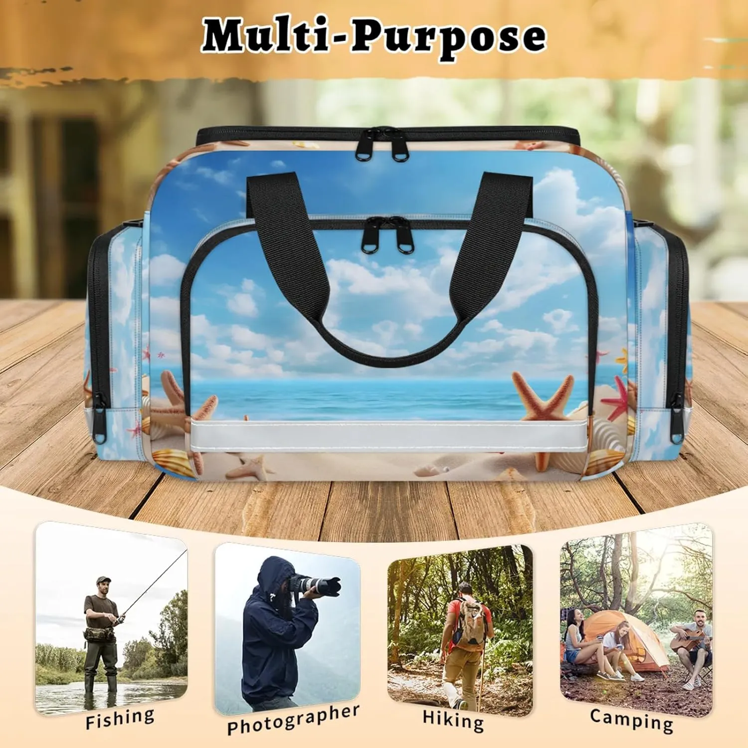 Anti-Scratch Duffle Bag for Travel 25x17.7x11.2 Inch - Waterproof Duffel Bag for Camping Fitness, Durable EMS Gear for First Responders Beach Starfish