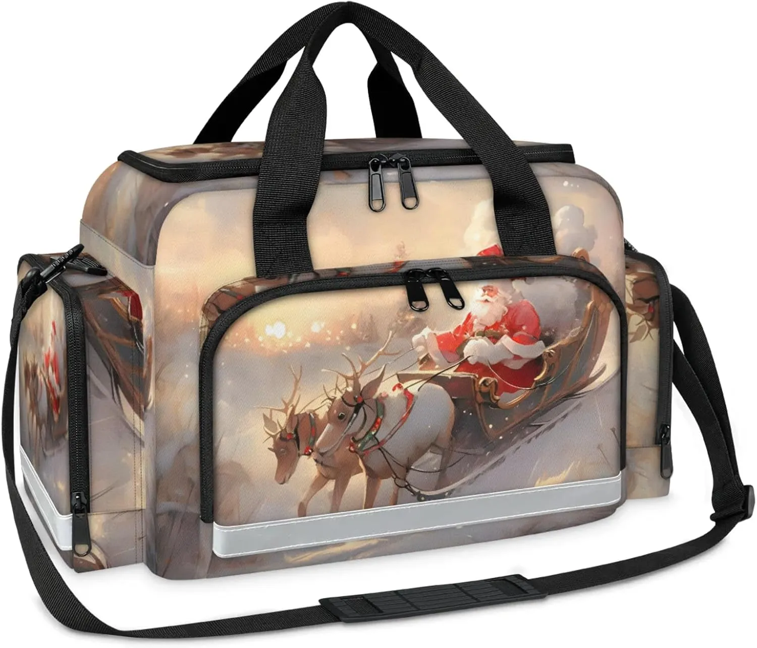 Anti-Scratch Duffle Bag for Travel 25x17.7x11.2 Inch - Waterproof Duffel Bag for Camping Fitness, Durable EMS Gear for First Responders Christmas Santa Claus Elk