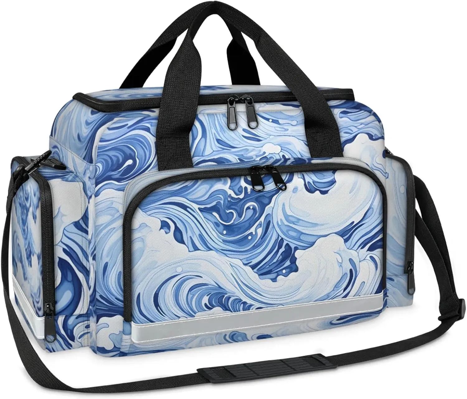 Anti-Scratch Duffle Bag for Travel 25x17.7x11.2 Inch - Waterproof Duffel Bag for Camping Fitness, Durable EMS Gear for First Responders Ocean Water Print