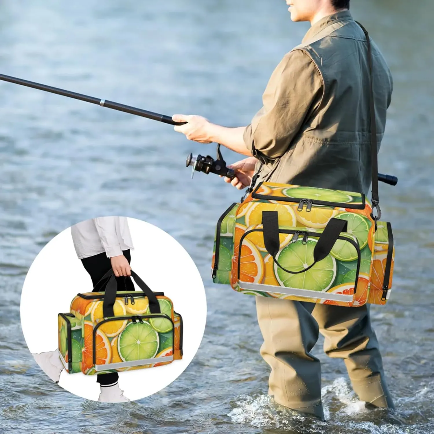 Anti-Scratch Duffle Bag for Travel 25x17.7x11.2 Inch - Waterproof Duffel Bag for Camping Fitness, Durable EMS Gear for First Responders Orange Slice