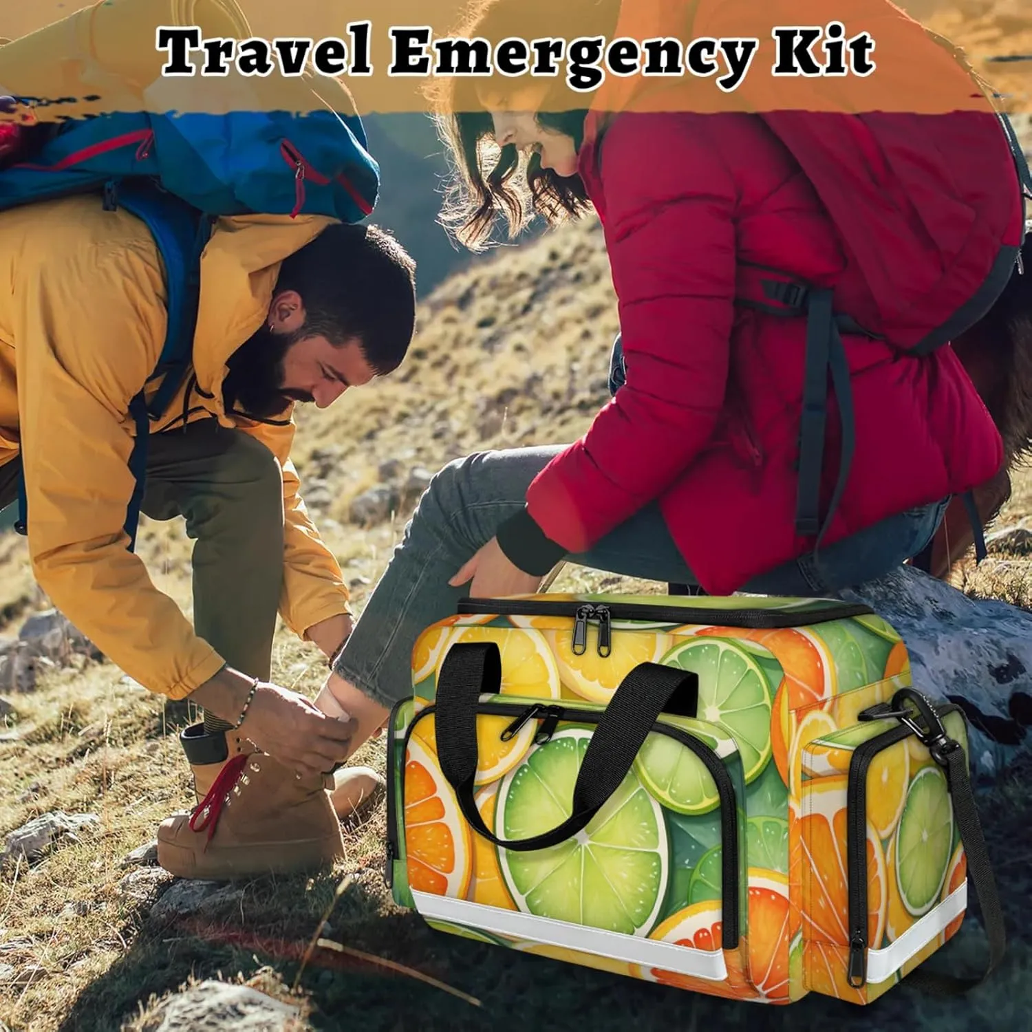 Anti-Scratch Duffle Bag for Travel 25x17.7x11.2 Inch - Waterproof Duffel Bag for Camping Fitness, Durable EMS Gear for First Responders Orange Slice