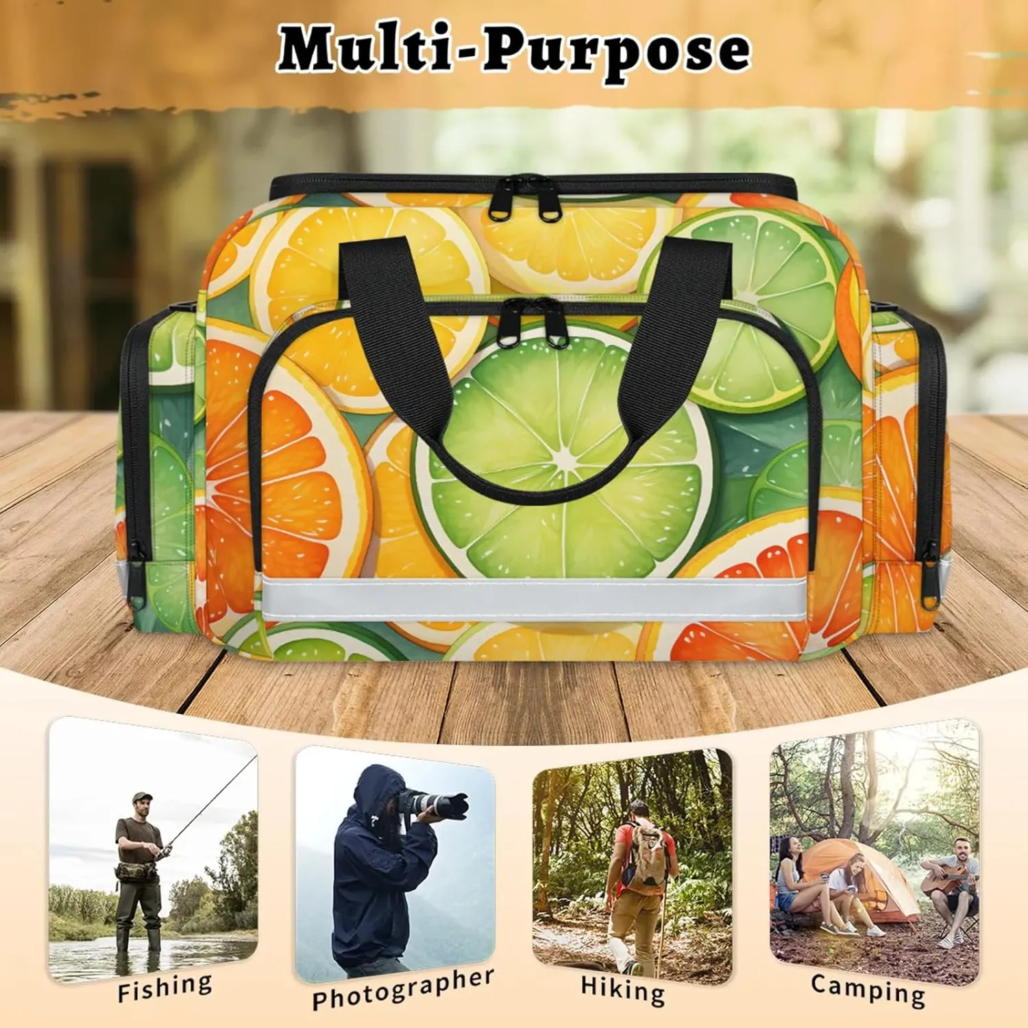 Anti-Scratch Duffle Bag for Travel 25x17.7x11.2 Inch - Waterproof Duffel Bag for Camping Fitness, Durable EMS Gear for First Responders Orange Slice