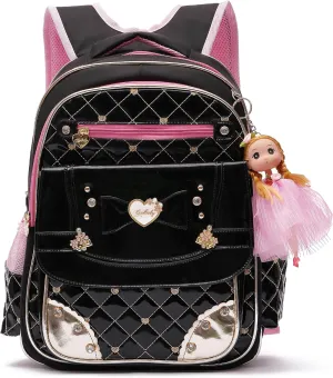 AO ALI VICTORY Backpack for Girls, Waterproof Kids Backpacks School Bag Toddler Bookbags Cute Travel Daypack (Small, A-Black)