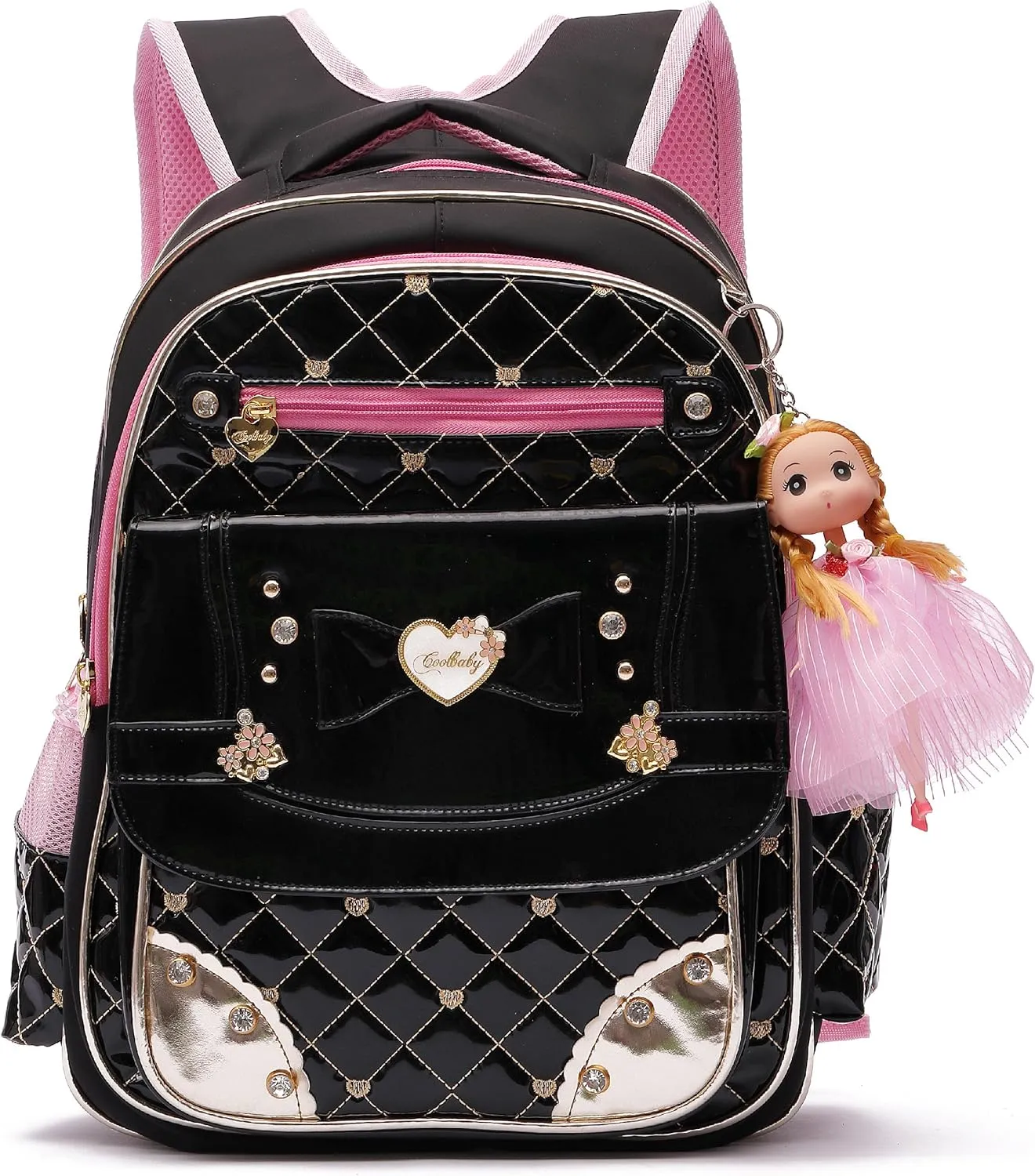 AO ALI VICTORY Backpack for Girls, Waterproof Kids Backpacks School Bag Toddler Bookbags Cute Travel Daypack (Small, A-Black)