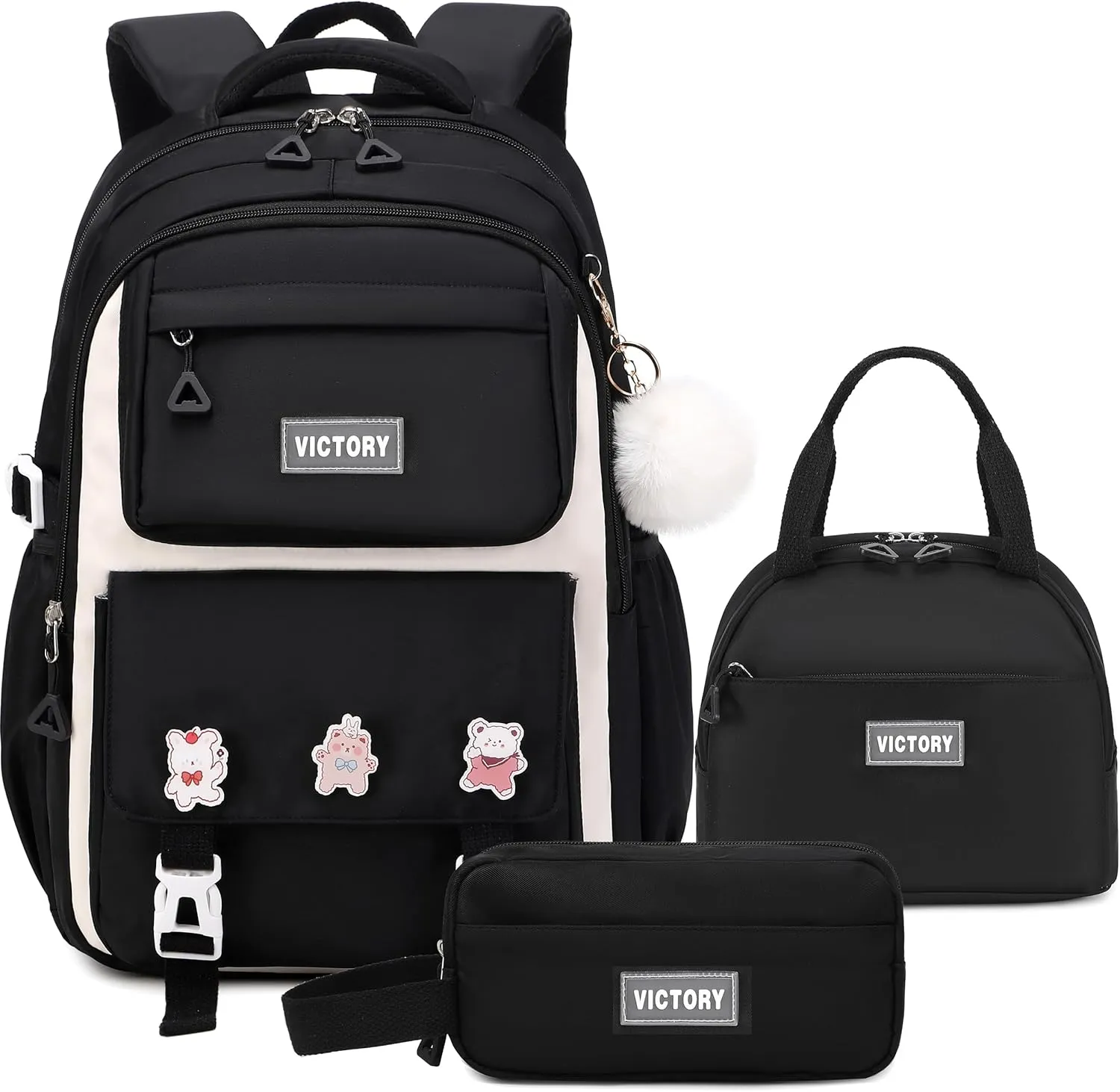 AO ALI VICTORY Backpack for Women Girls Set with Pencil Case 15.6 Inch Laptop School Bag Kids Elementary College Backpacks