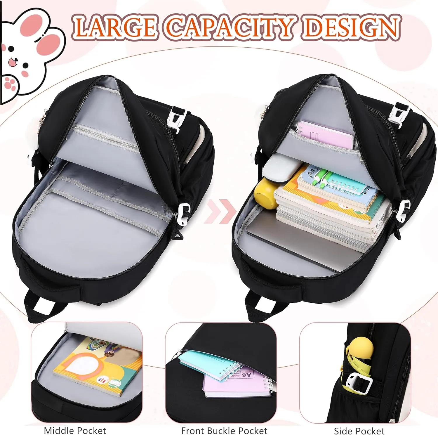 AO ALI VICTORY Backpack for Women Girls Set with Pencil Case 15.6 Inch Laptop School Bag Kids Elementary College Backpacks