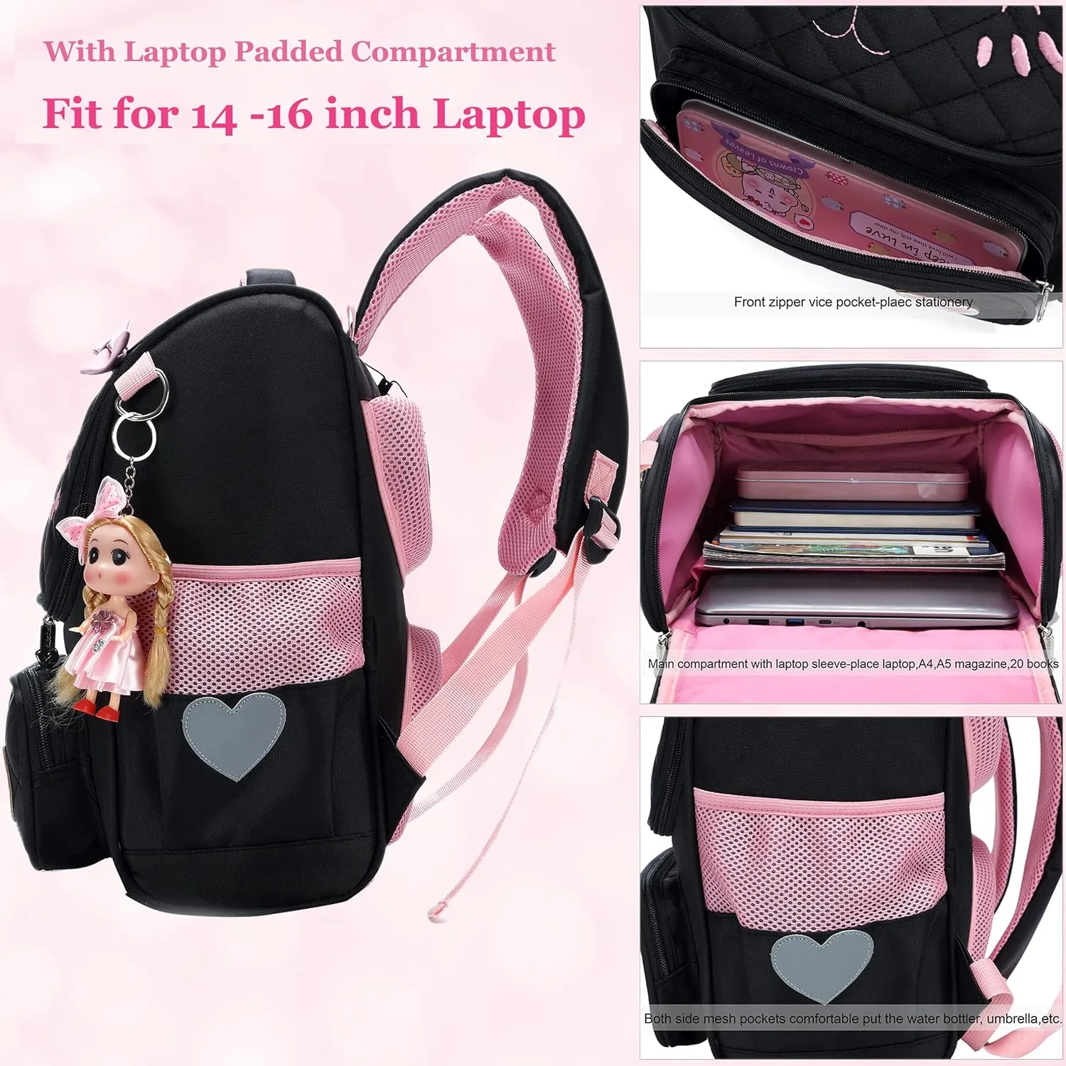 AO ALI VICTORY Girls Backpacks, Waterproof Cute Backpack for Kids Toddler Girl Preschool Bookbags Elementary School Bags