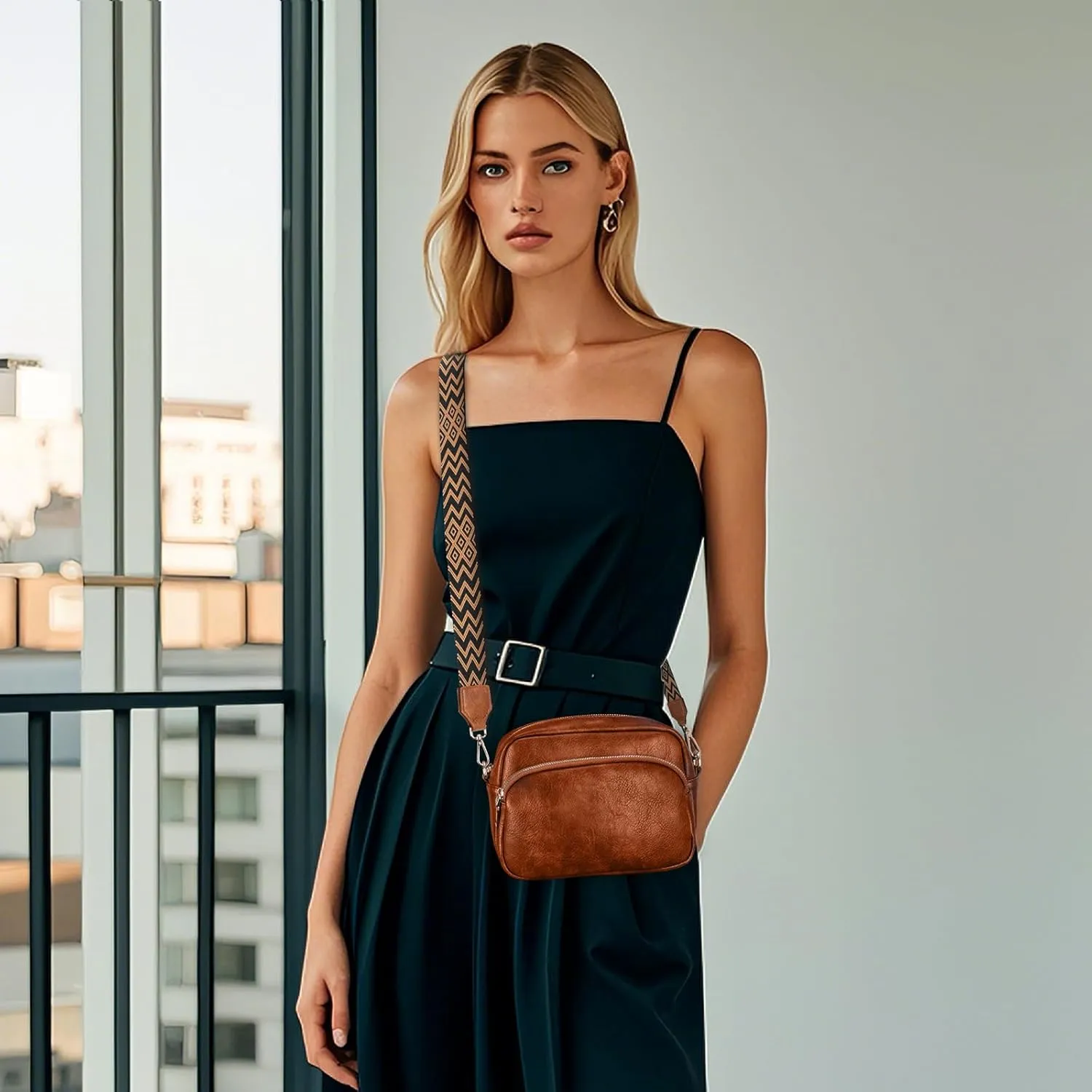 APHISON Crossbody Bags for Women Trendy, Leather Crossbody purse with Adjustable Strap