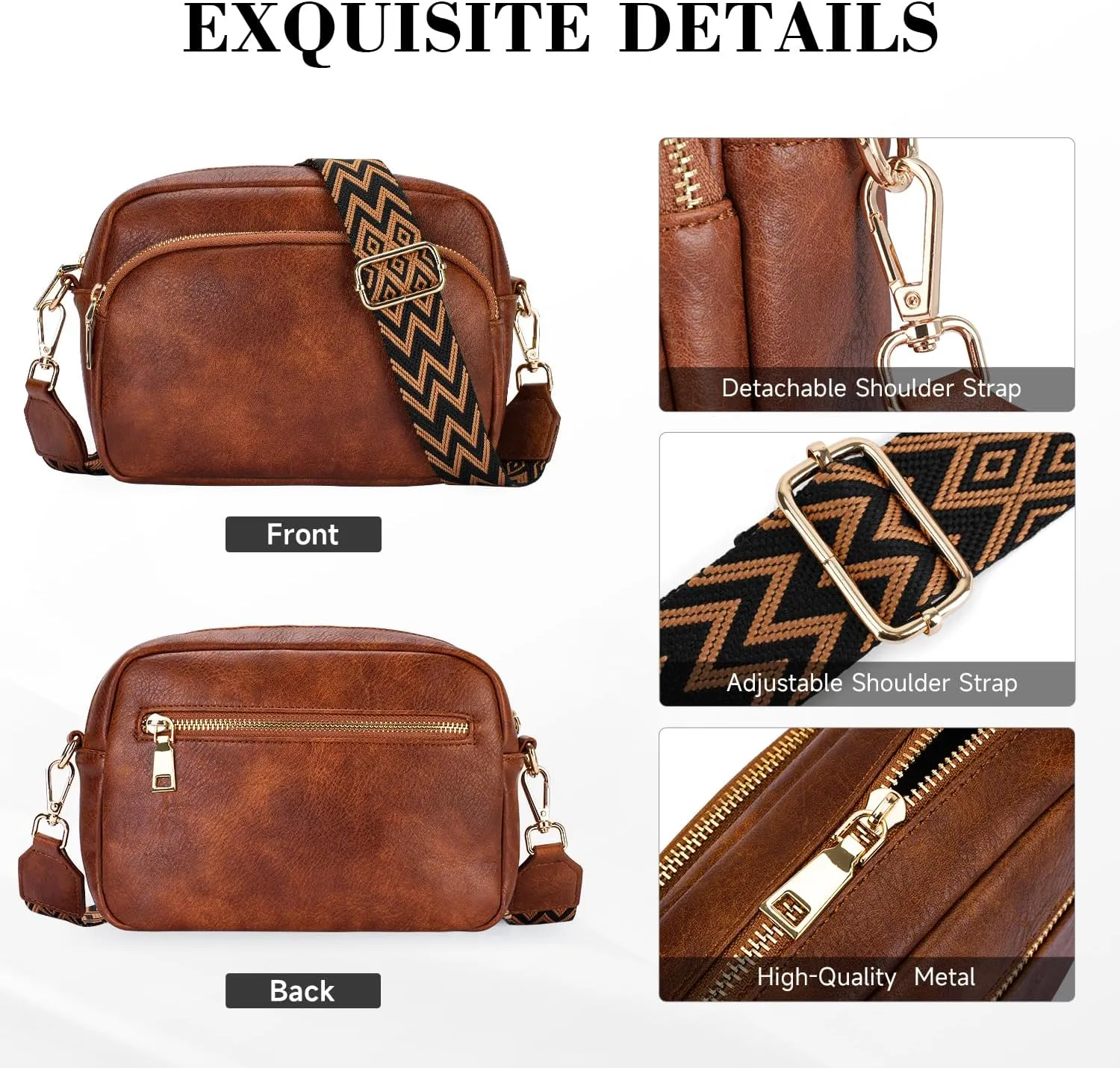 APHISON Crossbody Bags for Women Trendy, Leather Crossbody purse with Adjustable Strap