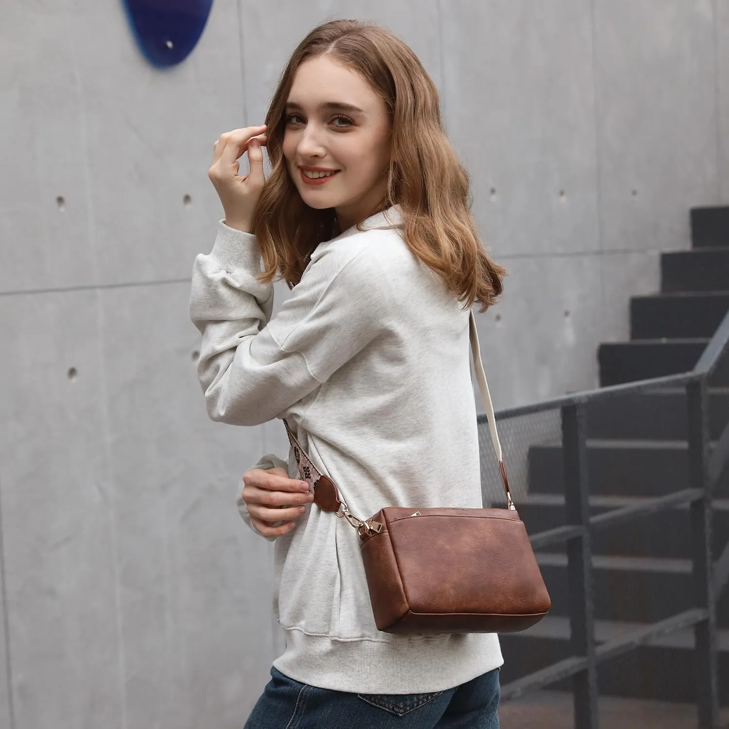 APHISON Small Crossbody Bags for Women, Triple Zip Crossbody Cell Phone Purse Shoulder Handbags with Adjustable Strap