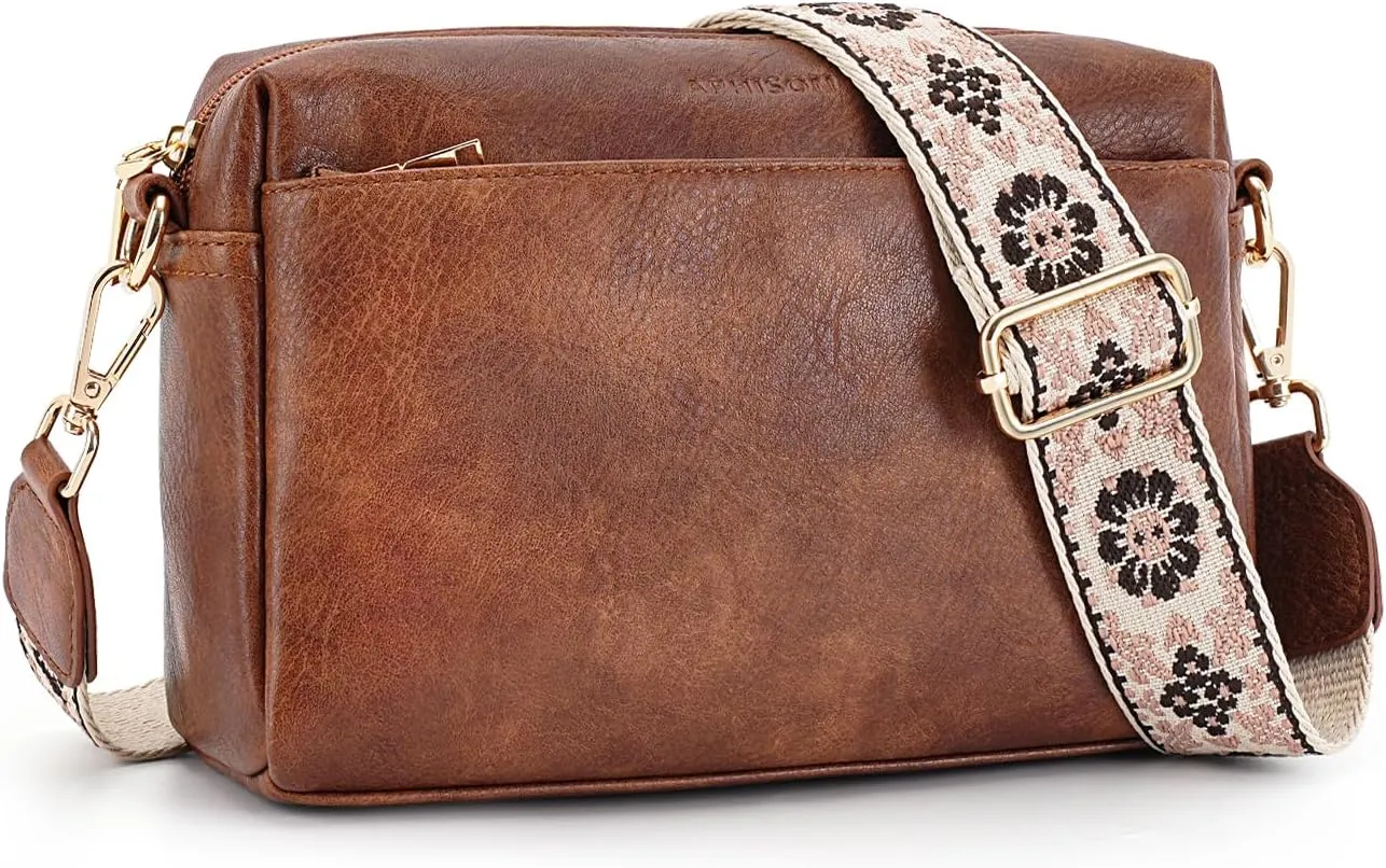 APHISON Small Crossbody Bags for Women, Triple Zip Crossbody Cell Phone Purse Shoulder Handbags with Adjustable Strap