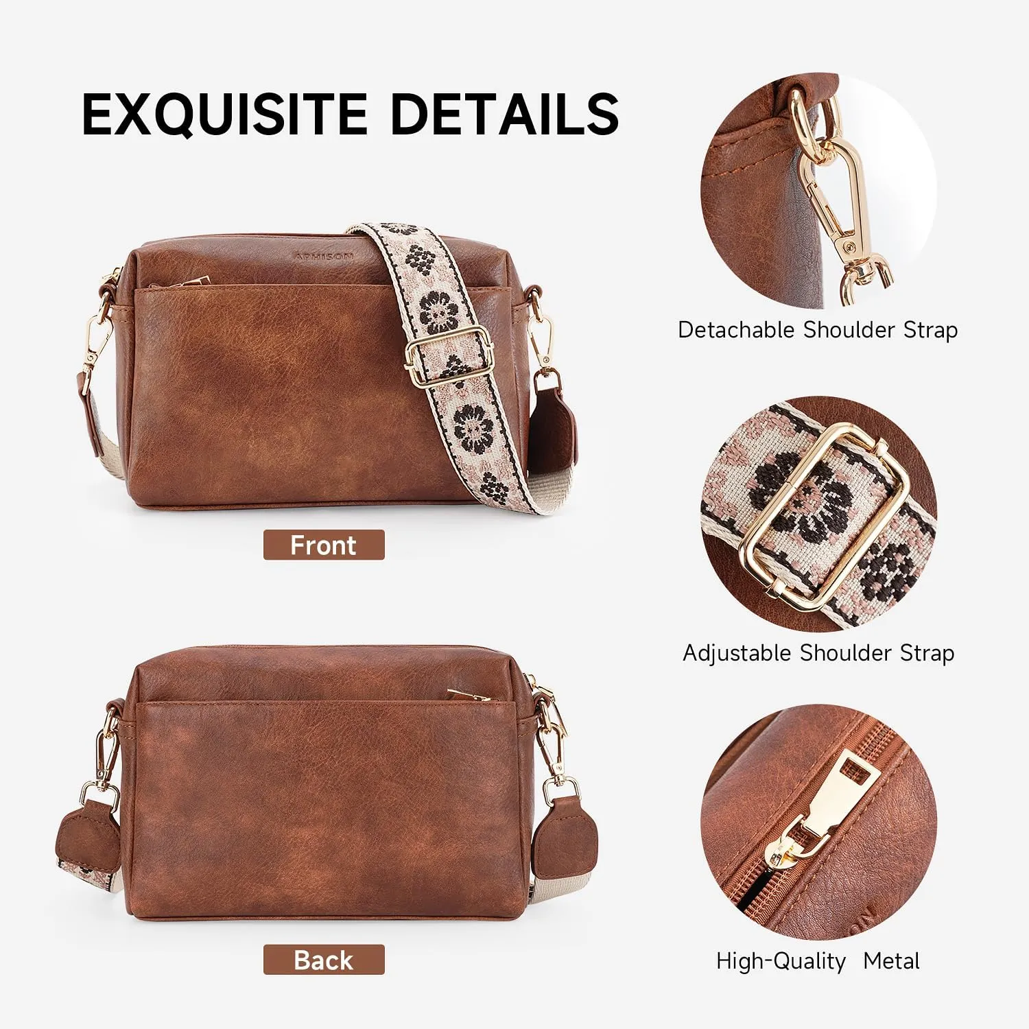 APHISON Small Crossbody Bags for Women, Triple Zip Crossbody Cell Phone Purse Shoulder Handbags with Adjustable Strap