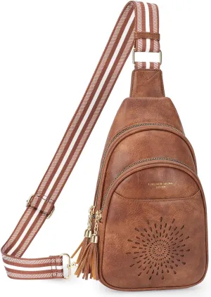 APHISON Small Sling Bag Cell Phone Purse Vegan Leather Fanny Crossbody Bag for Women Trendy Chest Backpack Adjustable Strap