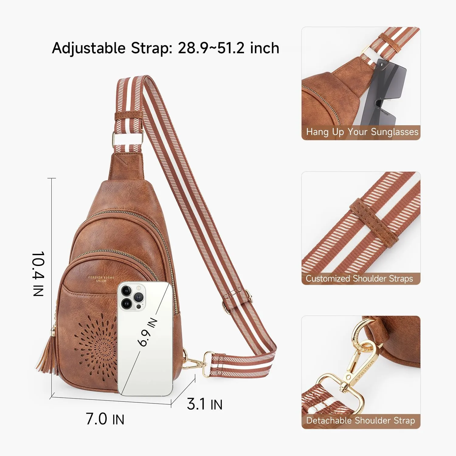 APHISON Small Sling Bag Cell Phone Purse Vegan Leather Fanny Crossbody Bag for Women Trendy Chest Backpack Adjustable Strap