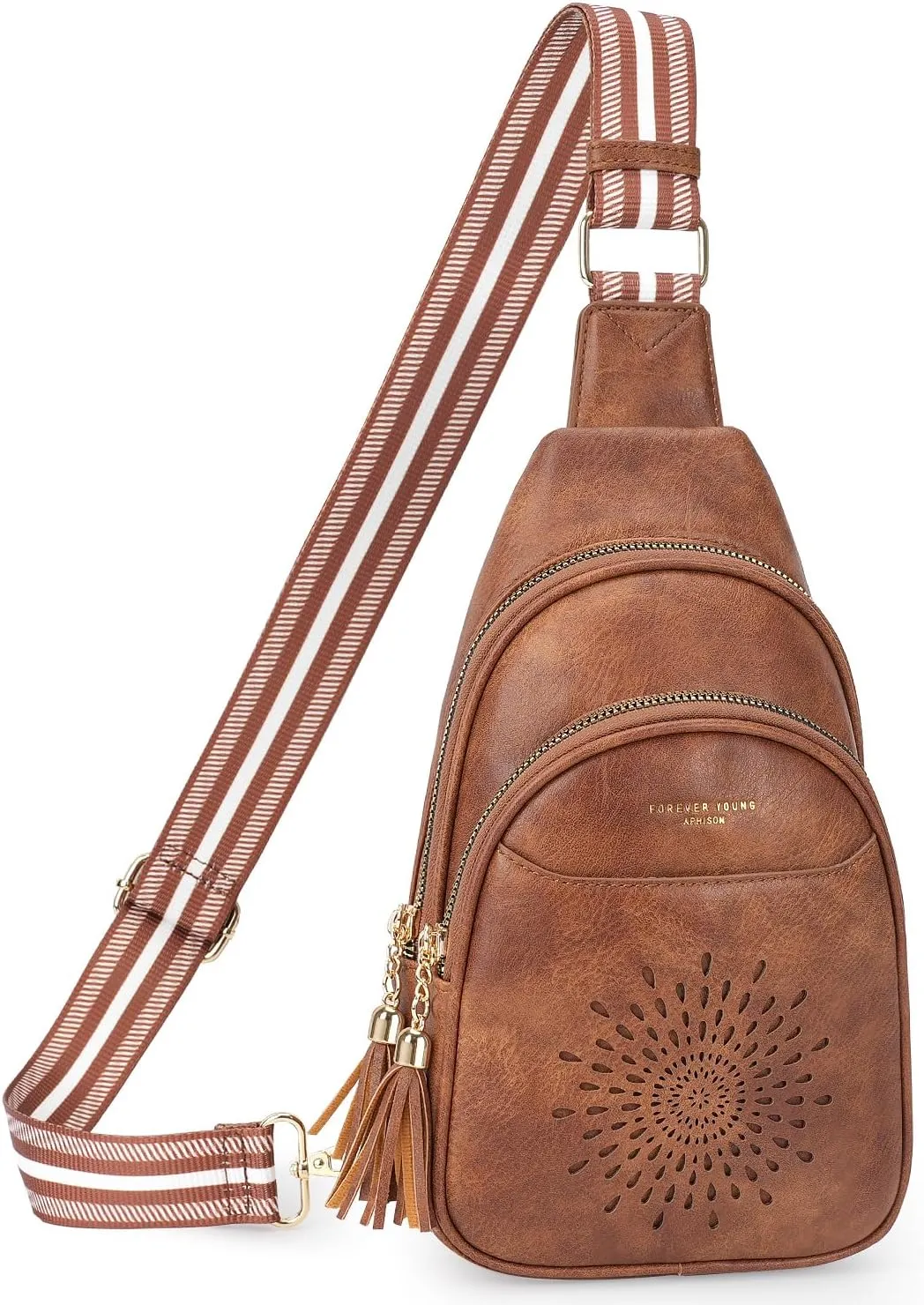 APHISON Small Sling Bag Cell Phone Purse Vegan Leather Fanny Crossbody Bag for Women Trendy Chest Backpack Adjustable Strap
