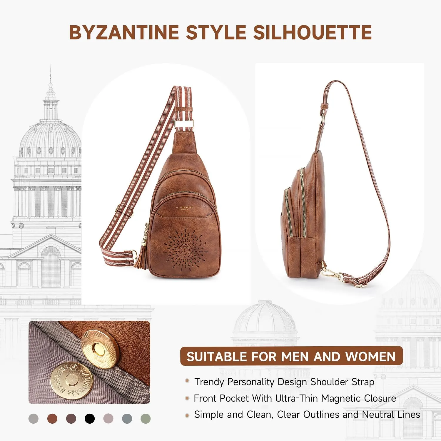 APHISON Small Sling Bag Cell Phone Purse Vegan Leather Fanny Crossbody Bag for Women Trendy Chest Backpack Adjustable Strap