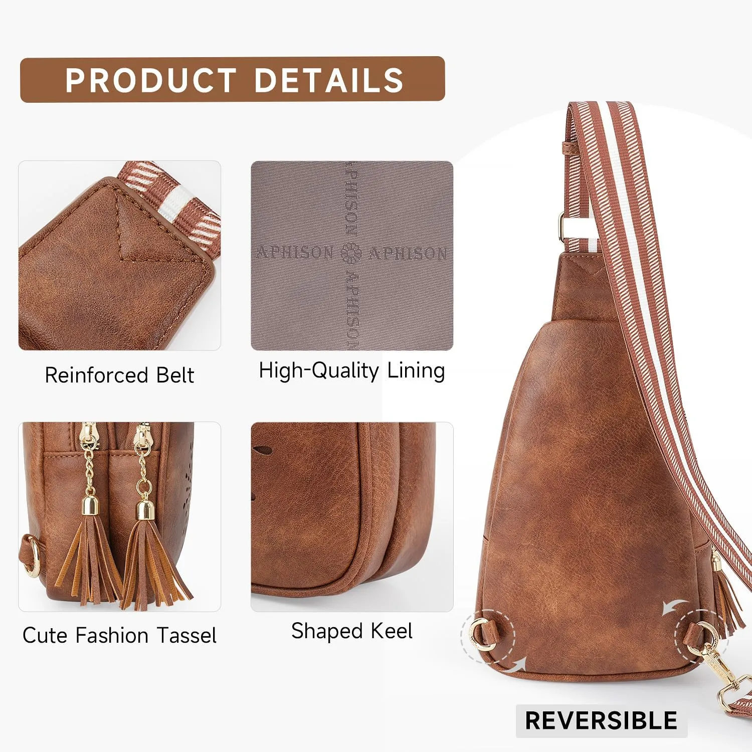 APHISON Small Sling Bag Cell Phone Purse Vegan Leather Fanny Crossbody Bag for Women Trendy Chest Backpack Adjustable Strap