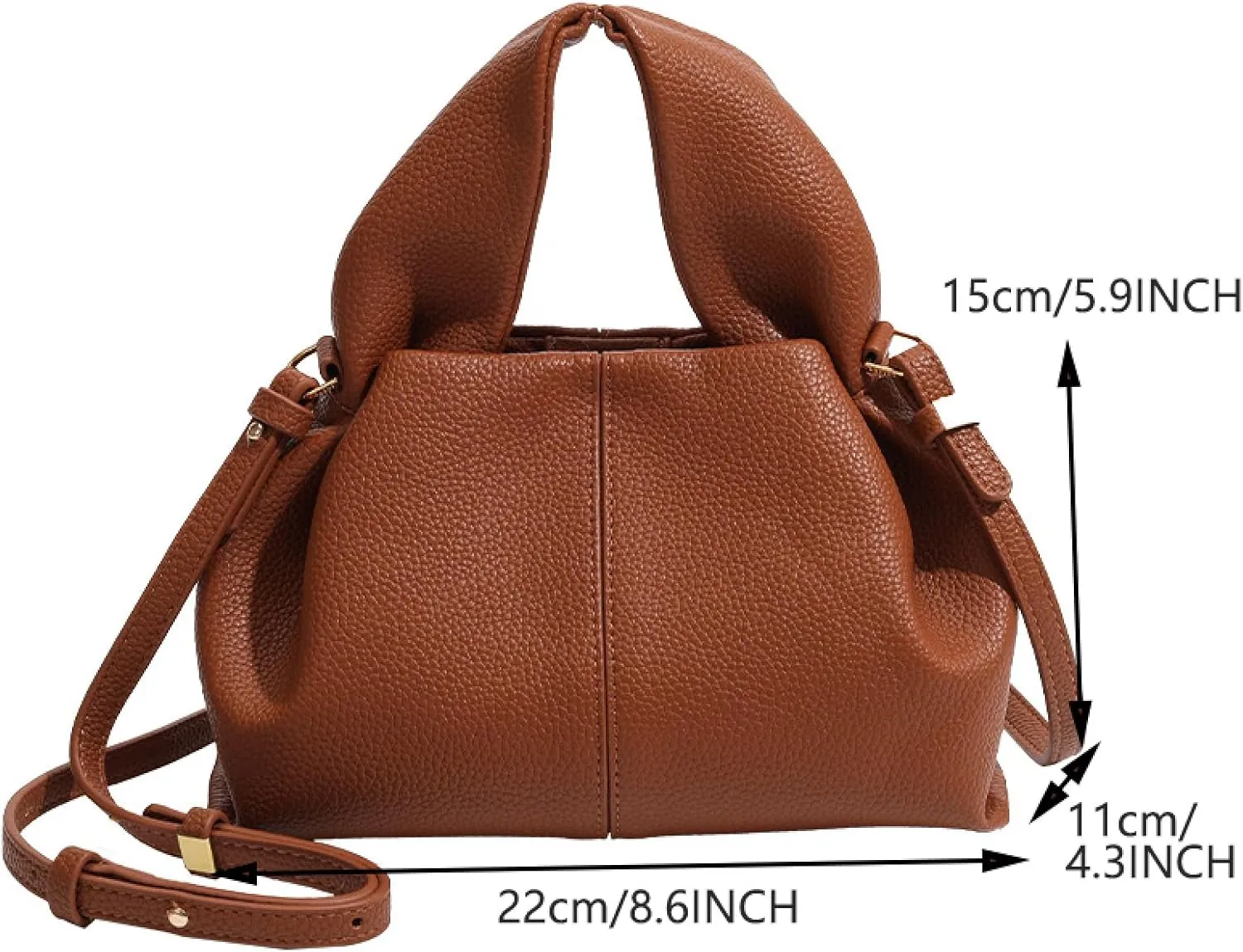 APLUSH Retro Crossbody Bag Cloud Pouch Bag with Removable Strap,Dumpling Clutch Purse Handbag Leather Tote Shoulder Bag,Blue