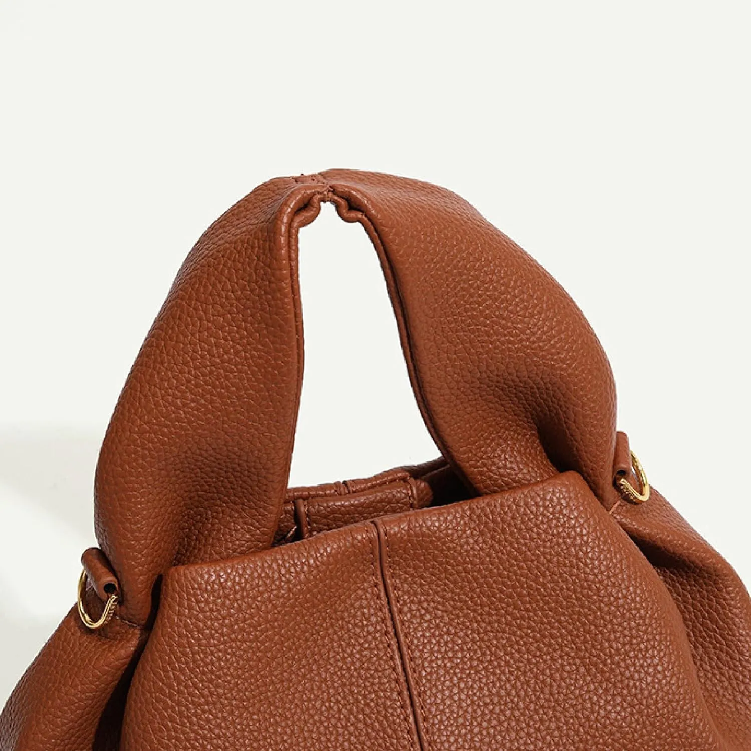 APLUSH Retro Crossbody Bag Cloud Pouch Bag with Removable Strap,Dumpling Clutch Purse Handbag Leather Tote Shoulder Bag,Camel