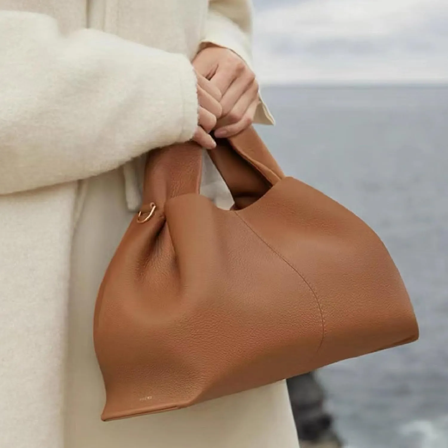 APLUSH Retro Crossbody Bag Cloud Pouch Bag with Removable Strap,Dumpling Clutch Purse Handbag Leather Tote Shoulder Bag,Camel