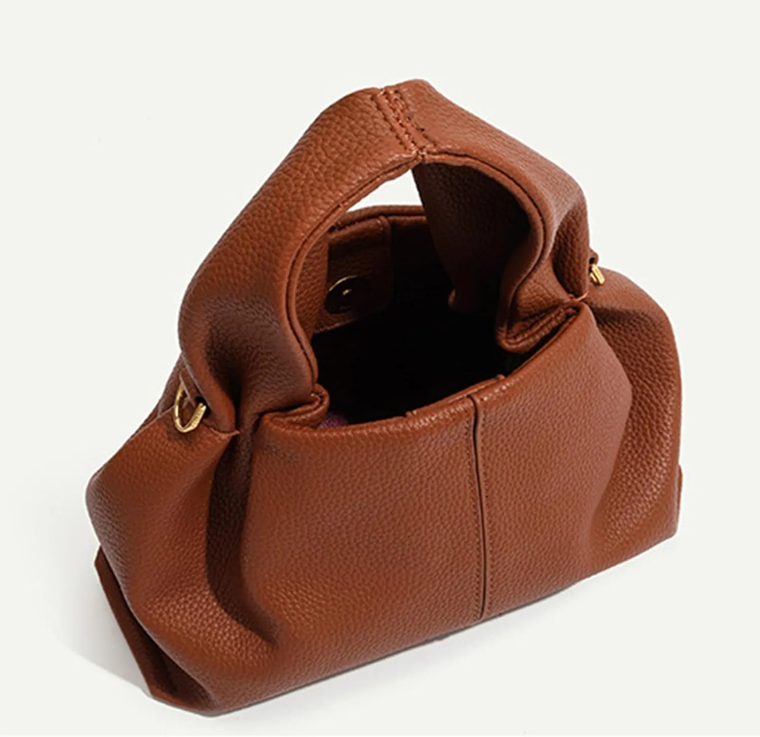 APLUSH Retro Crossbody Bag Cloud Pouch Bag with Removable Strap,Dumpling Clutch Purse Handbag Leather Tote Shoulder Bag,Gray