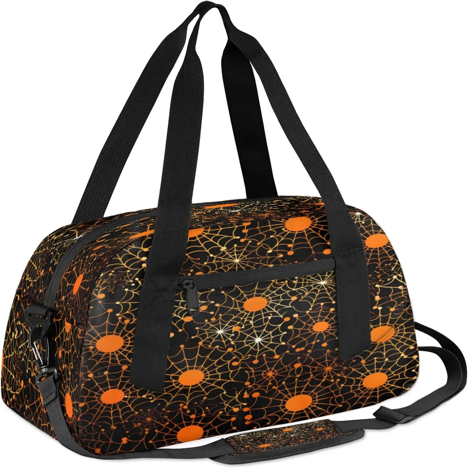 Art Abstract Spiders Web Kids Duffel Bag Lightweight Waterproof Sports Gym Bag with Front Zipper Pocket Foldable Weekender Overnight Bag for School Practice Gymnastic Ballet