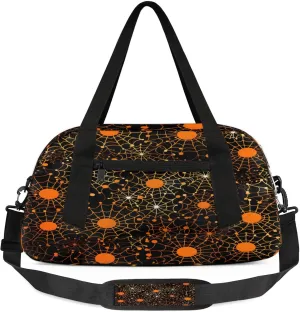 Art Abstract Spiders Web Kids Duffel Bag Lightweight Waterproof Sports Gym Bag with Front Zipper Pocket Foldable Weekender Overnight Bag for School Practice Gymnastic Ballet