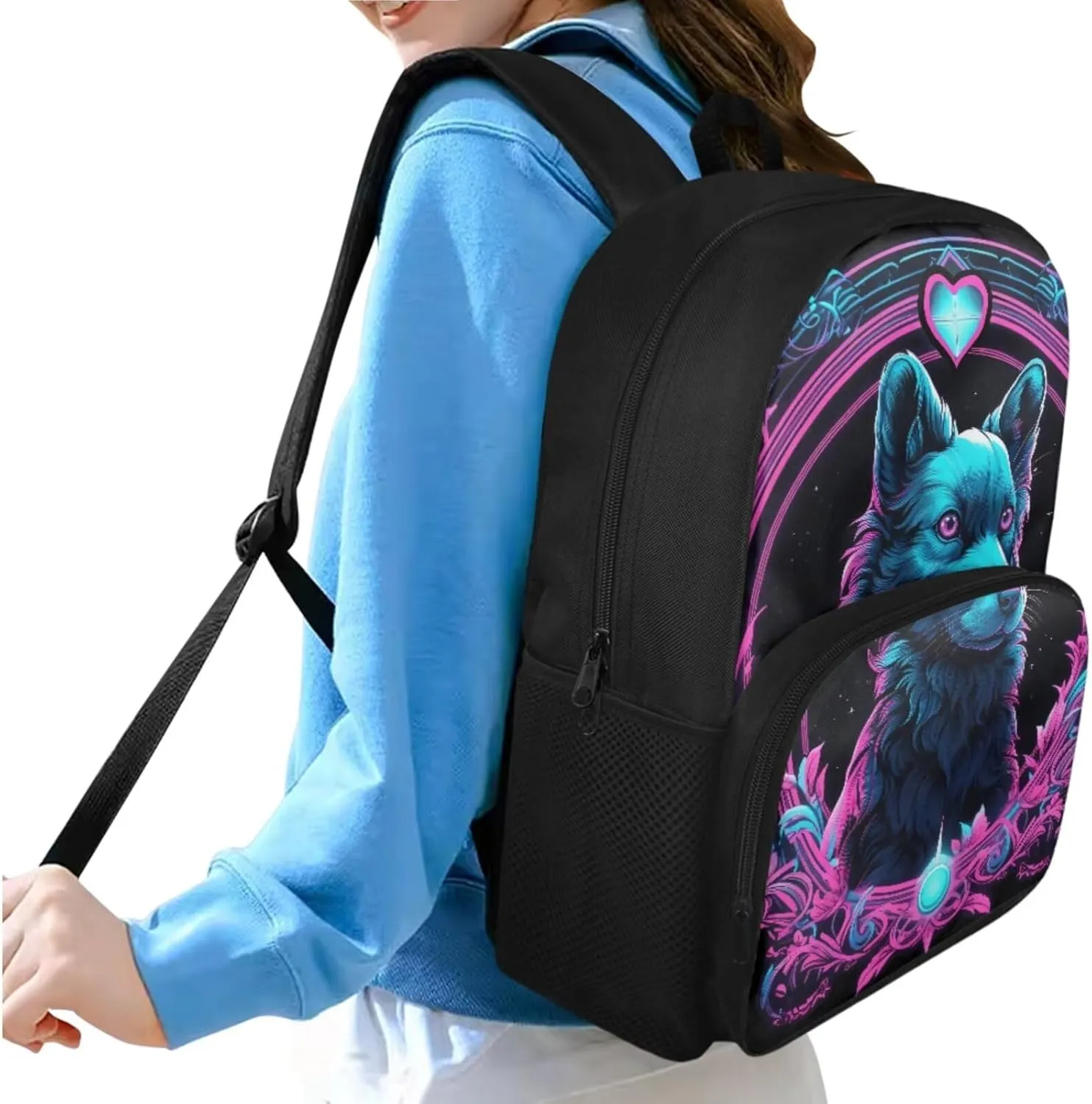 Art Dog Kids School Backpack for Girls Kindergarten Cute Backpacks for School Girls 4Th Grade Kids School Backpack for Boys with Lunch Bag Girls' Backpack Mini Shoulder School Bag