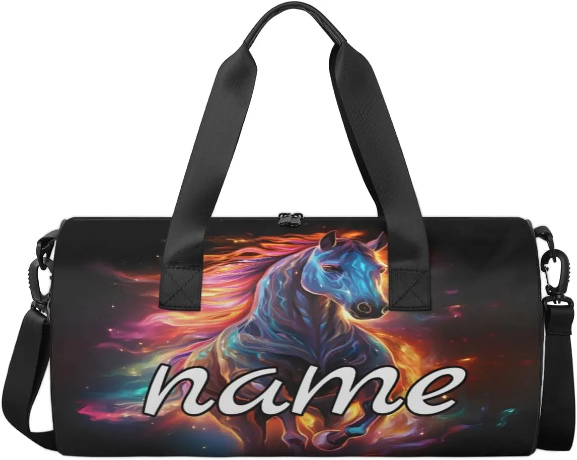 Art Horse Print Personalized Dance Bags, Art Horse Print Custom Sport Duffel Bag Travel Duffle Bag Overnight Weekender Bag