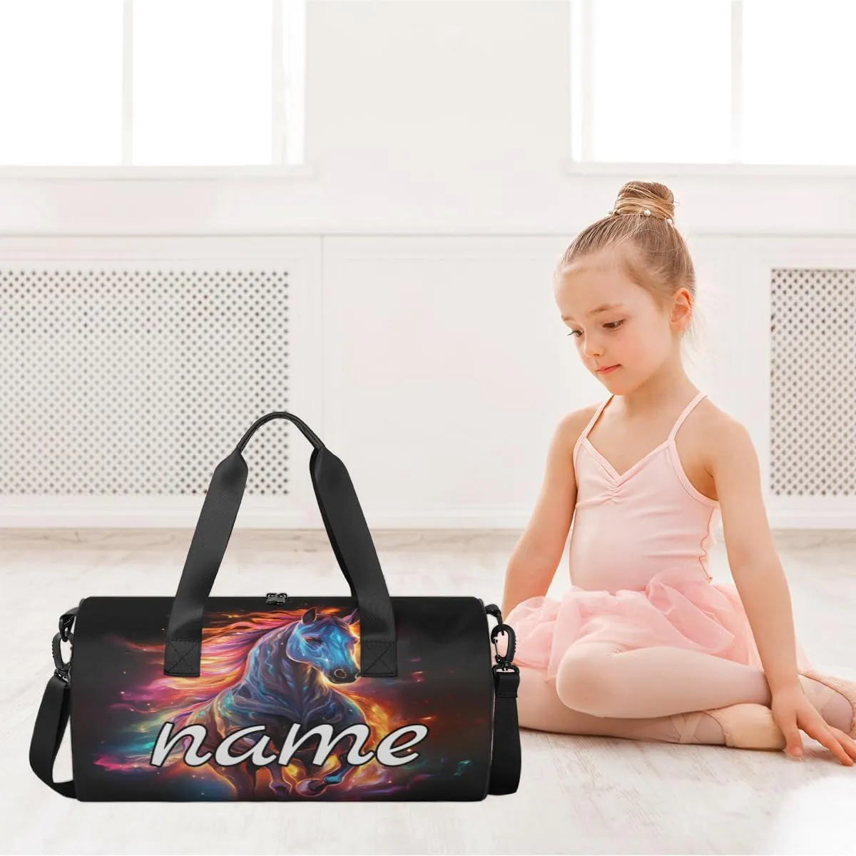 Art Horse Print Personalized Dance Bags, Art Horse Print Custom Sport Duffel Bag Travel Duffle Bag Overnight Weekender Bag