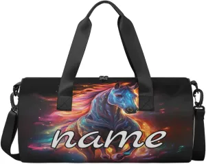 Art Horse Print Personalized Dance Bags, Art Horse Print Custom Sport Duffel Bag Travel Duffle Bag Overnight Weekender Bag