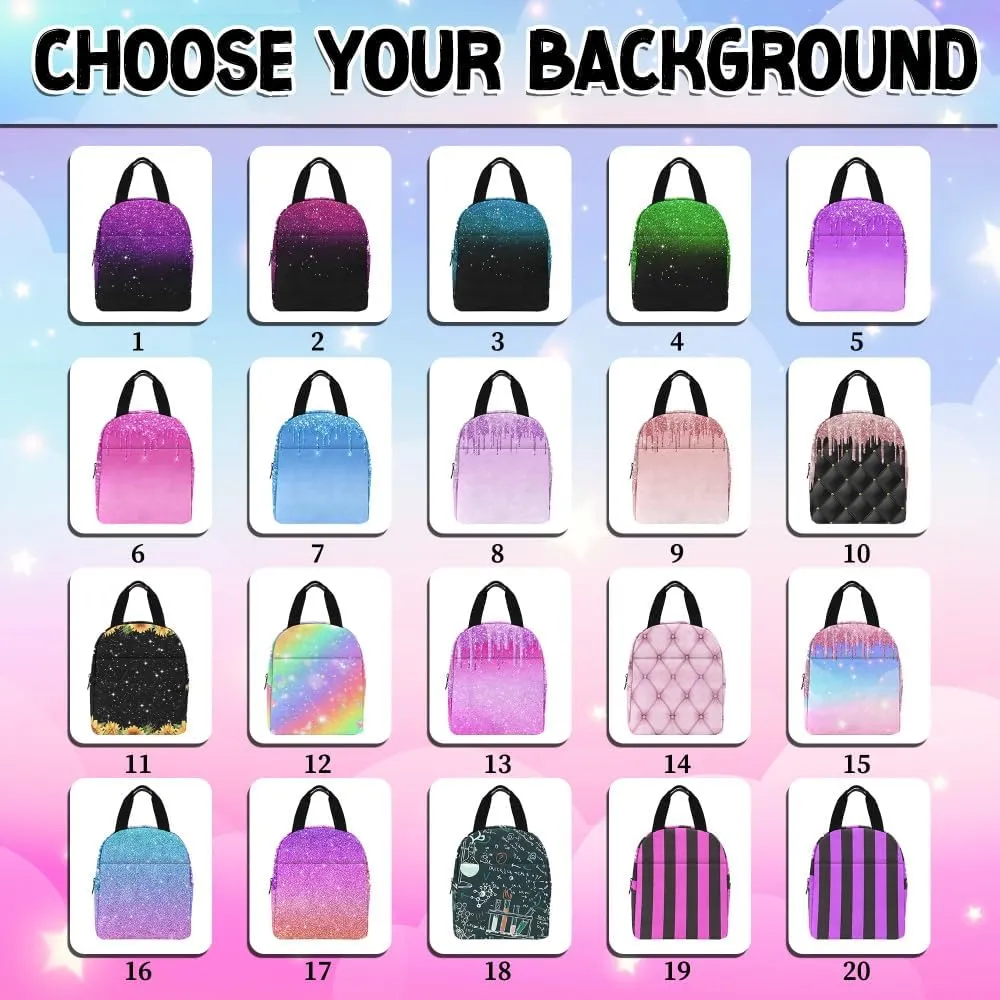 Artsadd Custom Kid's School Backpack with Lunch Bag for Girls, Personalized Princess Shoulders Bags for Daughter Customized Back-to- School Daypack for Granddaughter