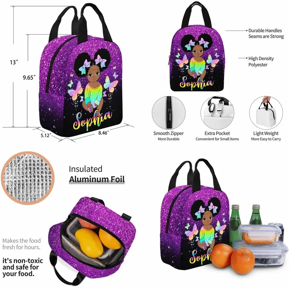 Artsadd Custom Kid's School Backpack with Lunch Bag for Girls, Personalized Princess Shoulders Bags for Daughter Customized Back-to- School Daypack for Granddaughter