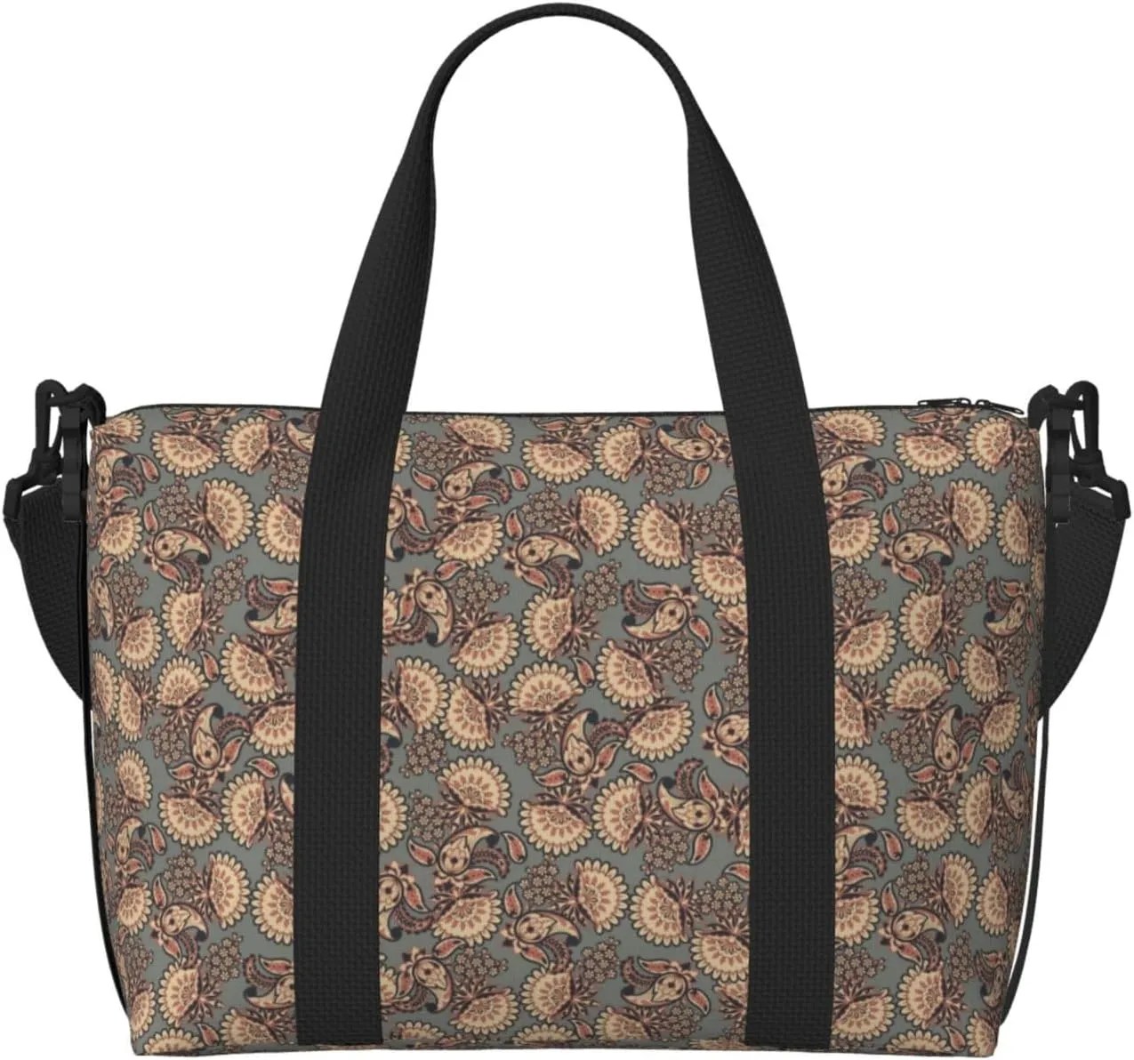 Asian Style Floral Travel Bag for Women Men Weekender Bags Carry on Overnight Bag Tote Bag Yoga Gym Bag for Gym, Work, Weekend, Travel, Personal Items