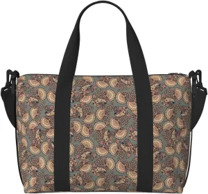 Asian Style Floral Travel Bag for Women Men Weekender Bags Carry on Overnight Bag Tote Bag Yoga Gym Bag for Gym, Work, Weekend, Travel, Personal Items