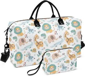 Aslsiy Travel Duffel Bags for Women Graffiti Lizards Animal Sports Duffel Bags Crocodile Zebra Weekender Bags Gym Bag with Toiletry Bag Carry on Overnight Bag