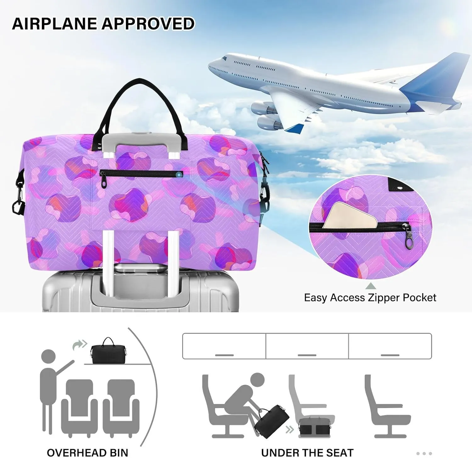 Aslsiy Travel Duffel Bags for Women Ice Cream in Chocolate Glaze Sports Duffel Bags Weekender Bags Gym Bag with Toiletry Bag Carry on Overnight Bag
