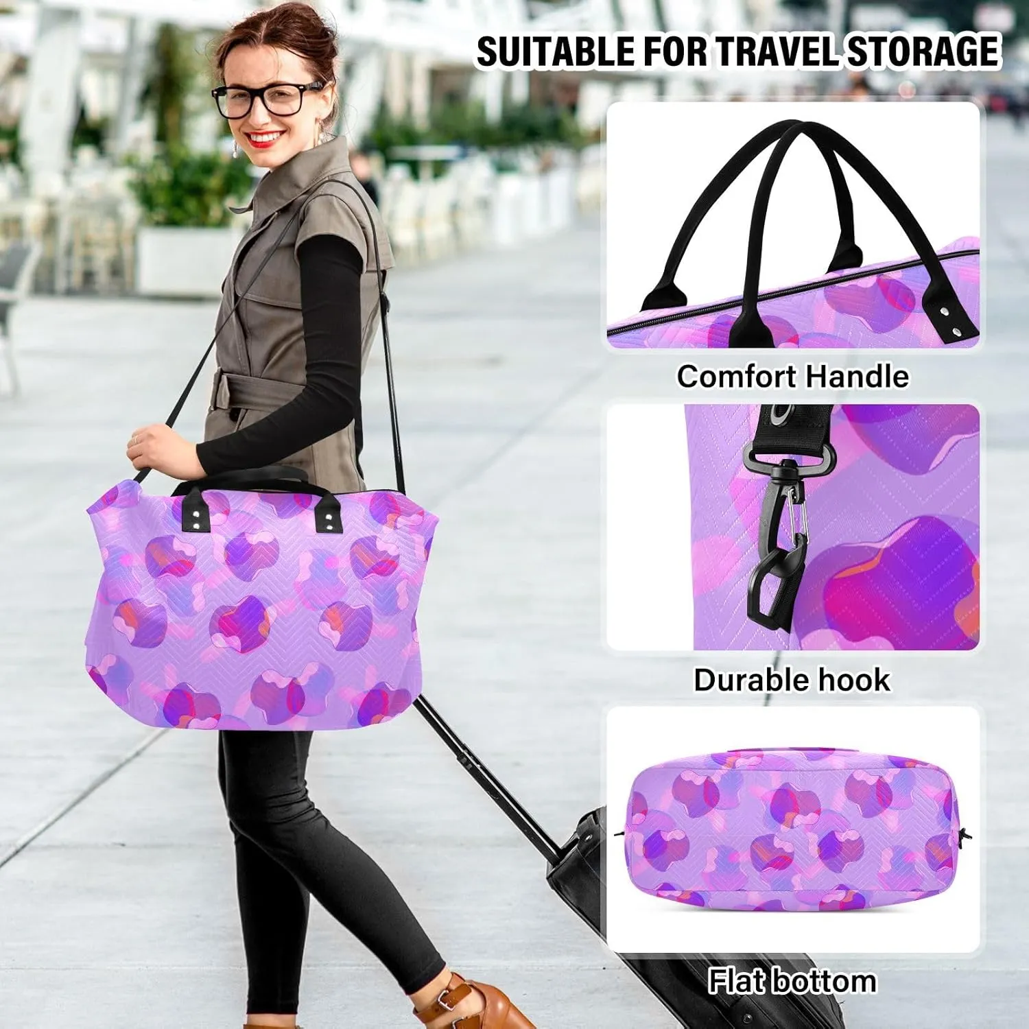 Aslsiy Travel Duffel Bags for Women Ice Cream in Chocolate Glaze Sports Duffel Bags Weekender Bags Gym Bag with Toiletry Bag Carry on Overnight Bag