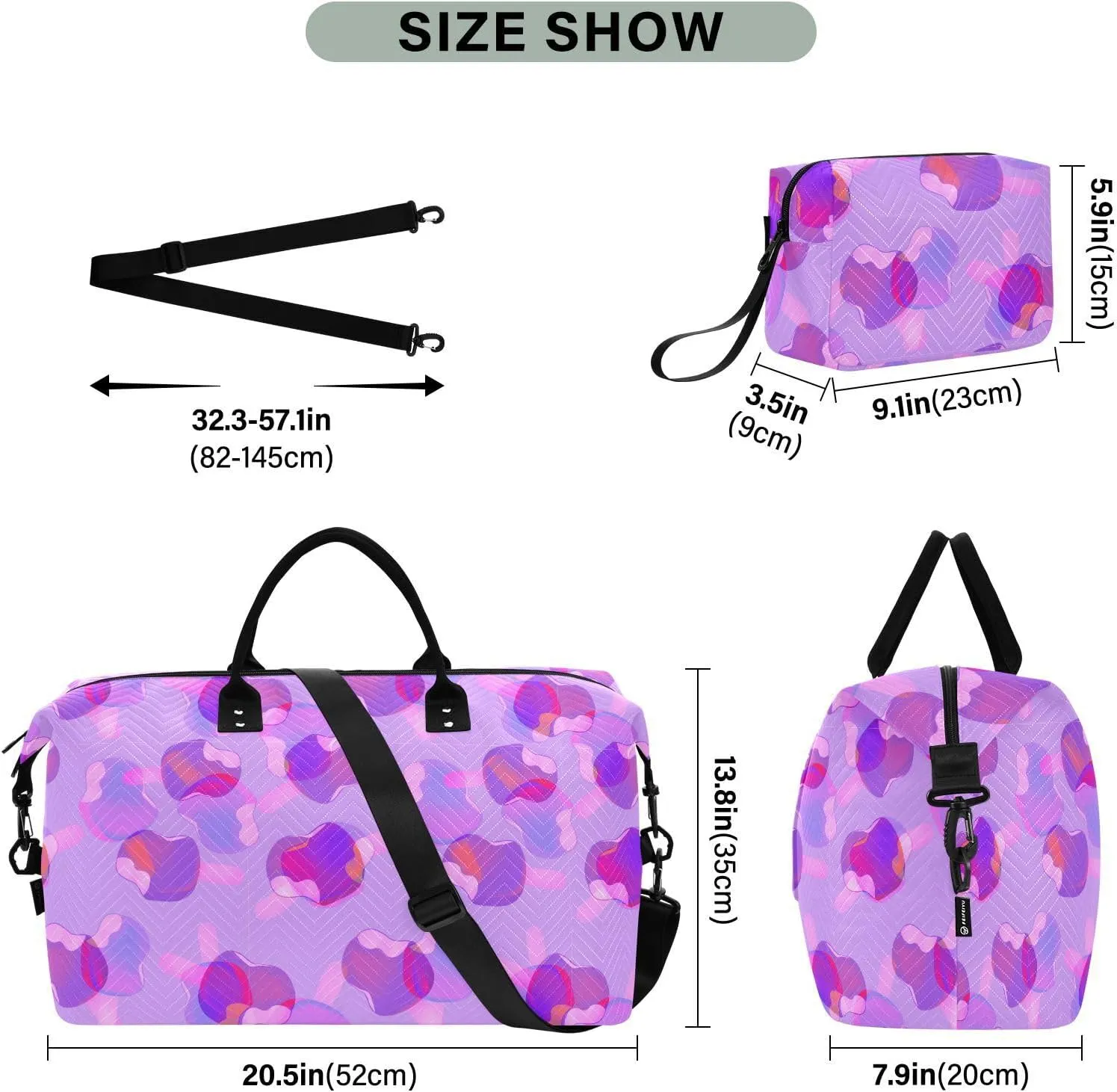 Aslsiy Travel Duffel Bags for Women Ice Cream in Chocolate Glaze Sports Duffel Bags Weekender Bags Gym Bag with Toiletry Bag Carry on Overnight Bag