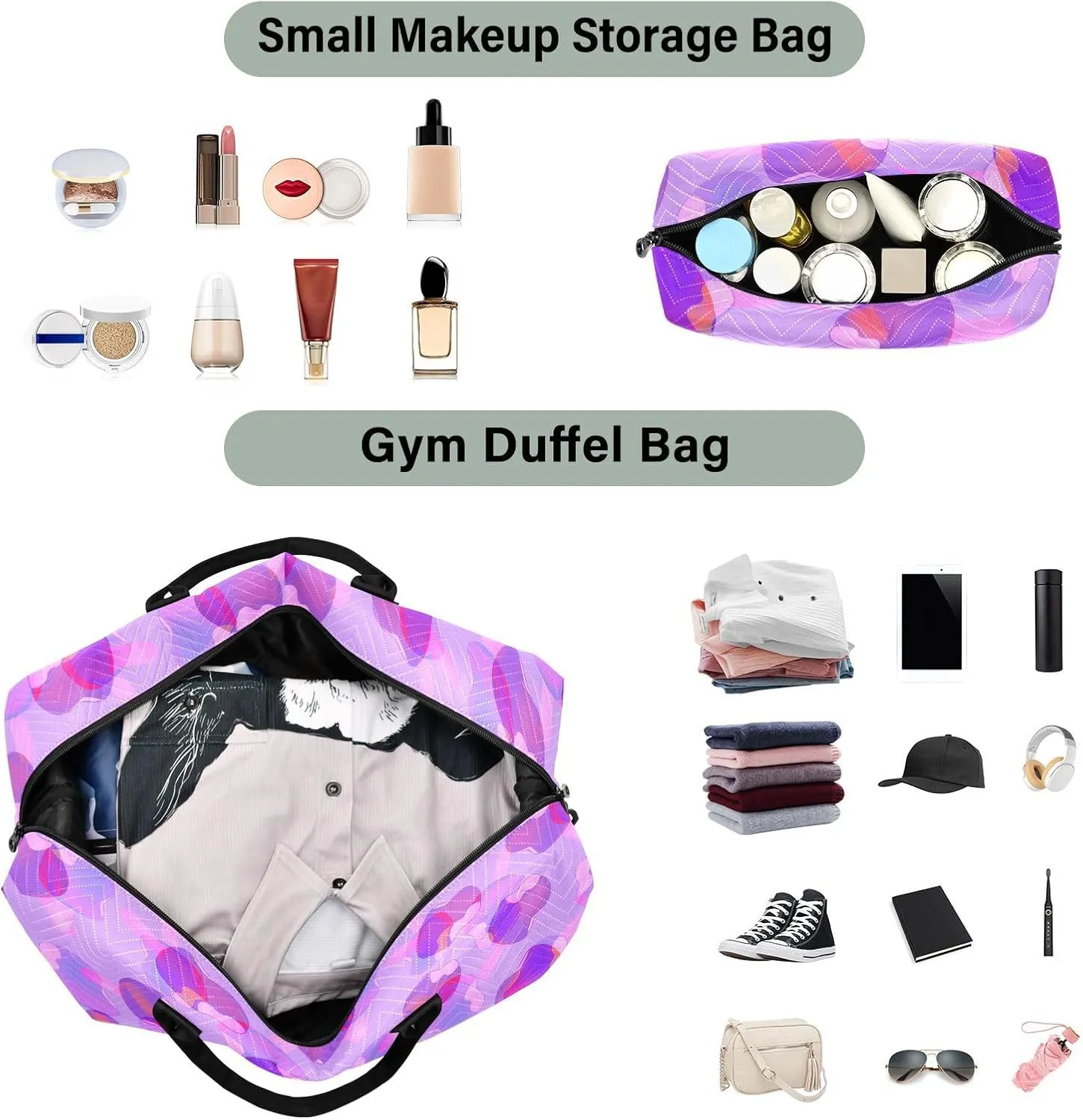 Aslsiy Travel Duffel Bags for Women Ice Cream in Chocolate Glaze Sports Duffel Bags Weekender Bags Gym Bag with Toiletry Bag Carry on Overnight Bag