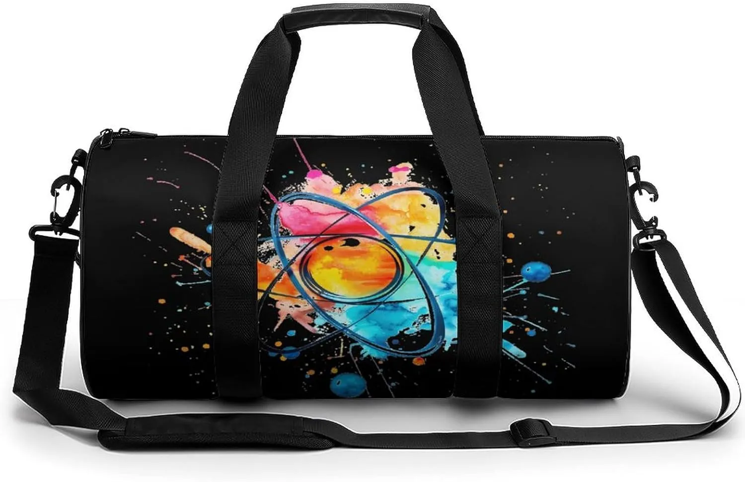 Atom Symbol Watercolor Gym Bag Lightweight Carry On Duffel Bag Athletic Sports Travel Bag Weekender Bag for Men Women